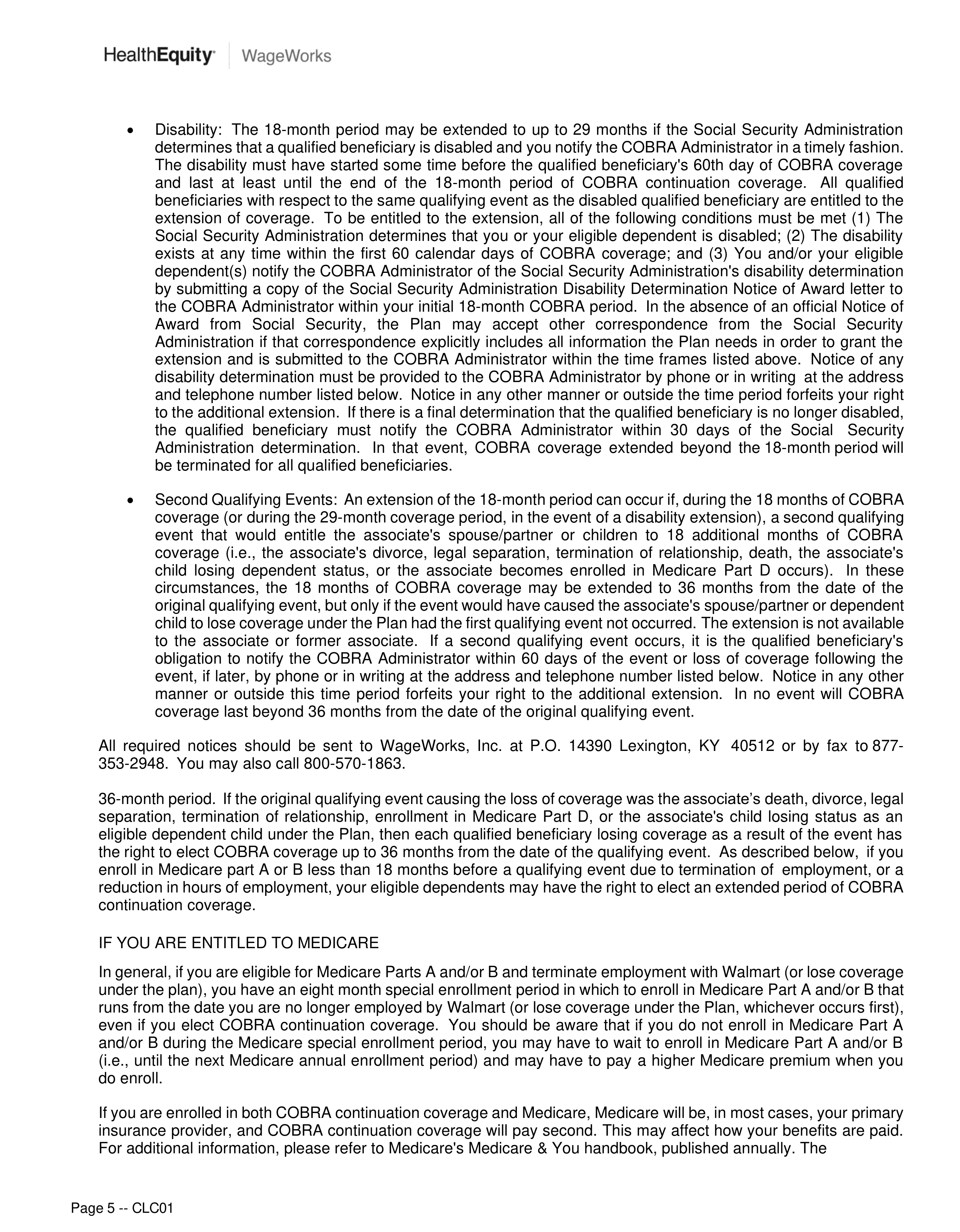 Walmart COBRA Rights Notice — page 5