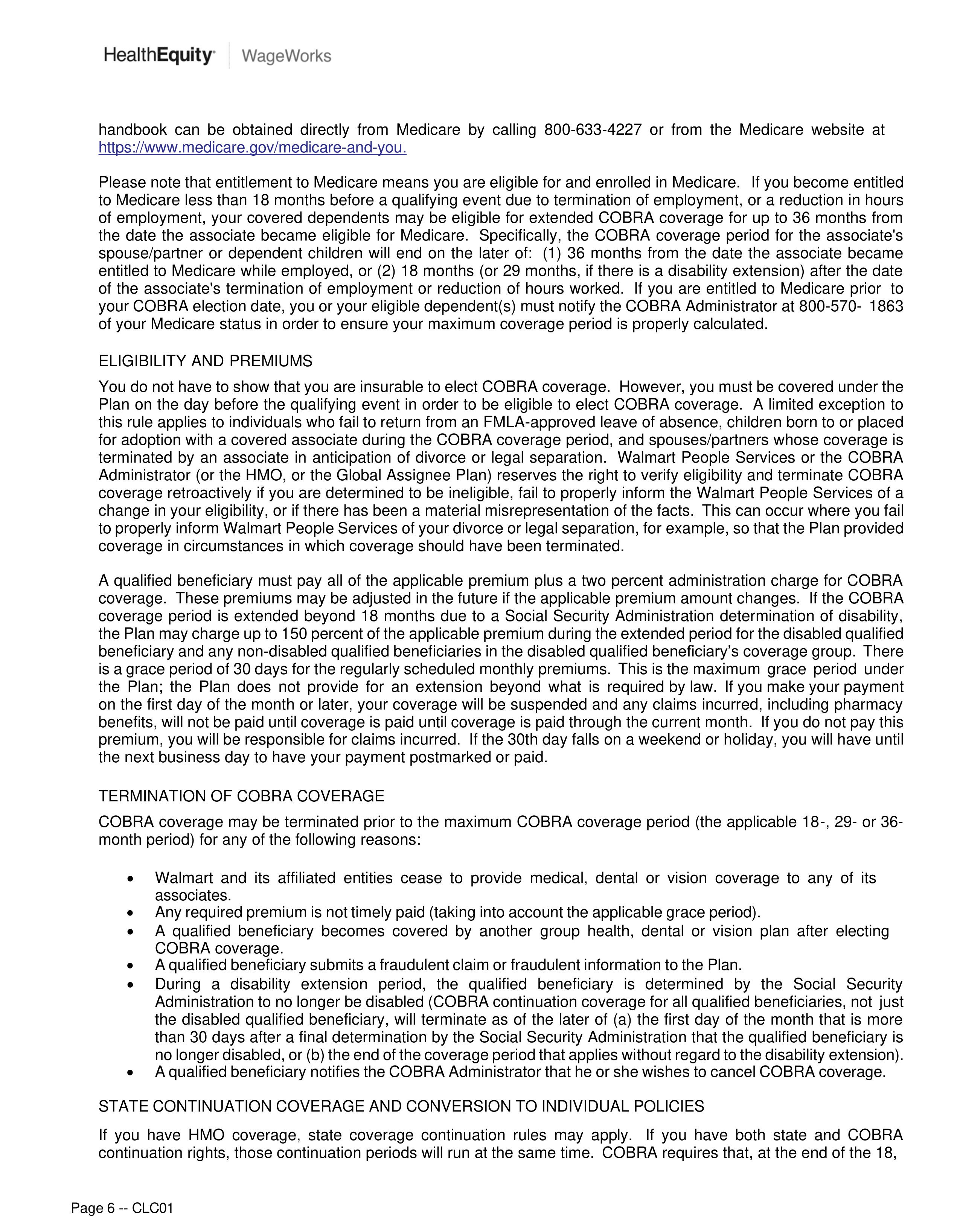 Walmart COBRA Rights Notice — page 6