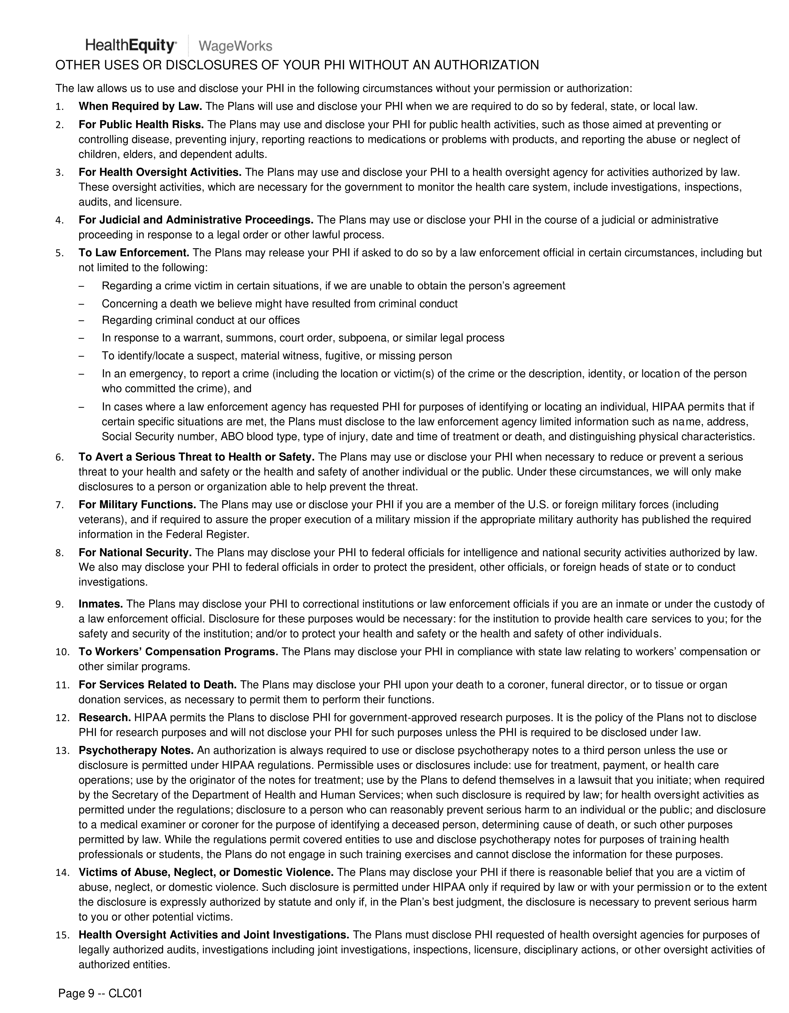Walmart COBRA Rights Notice — page 9