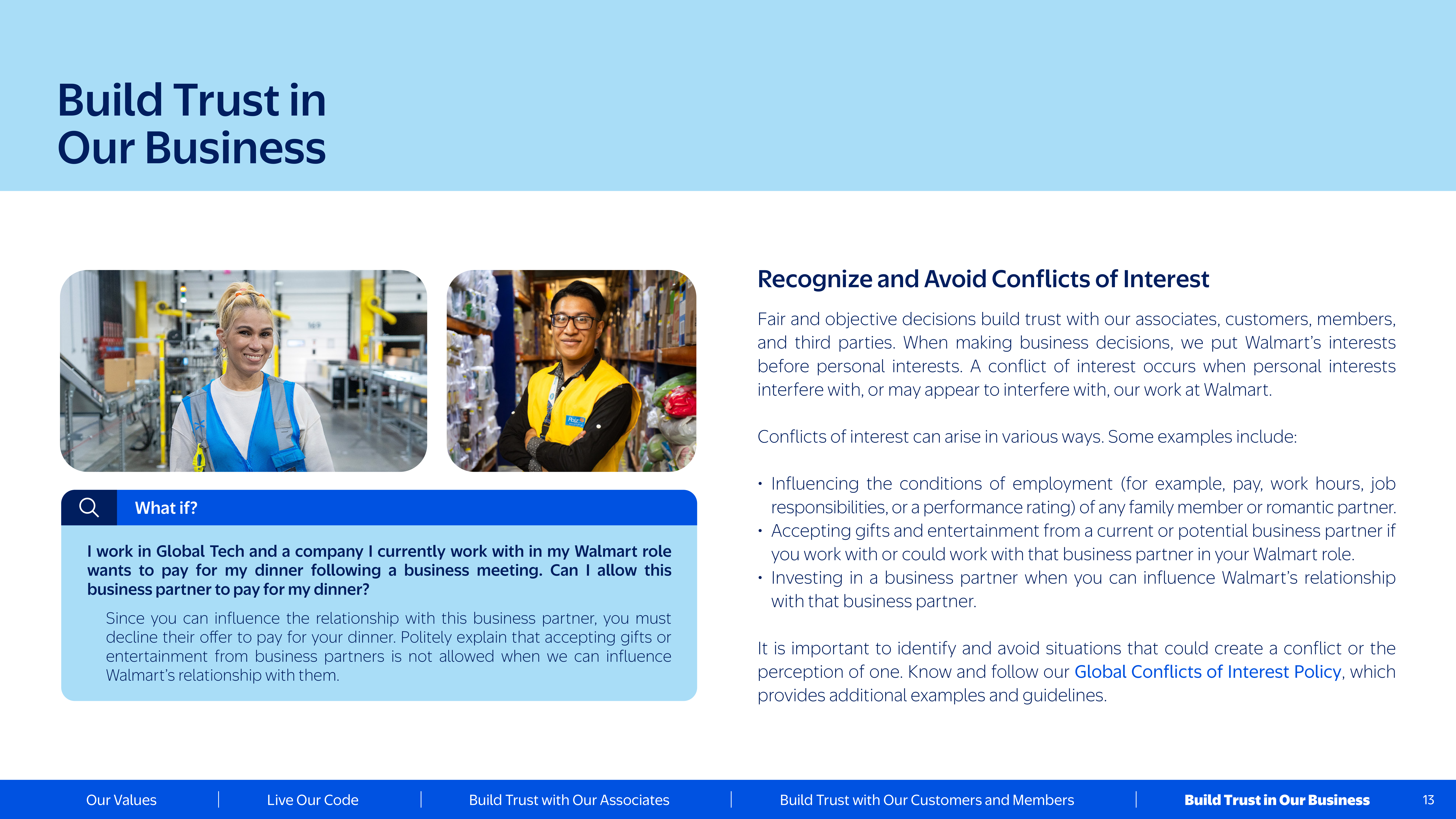 Walmart Code of Conduct Handbook — page 13