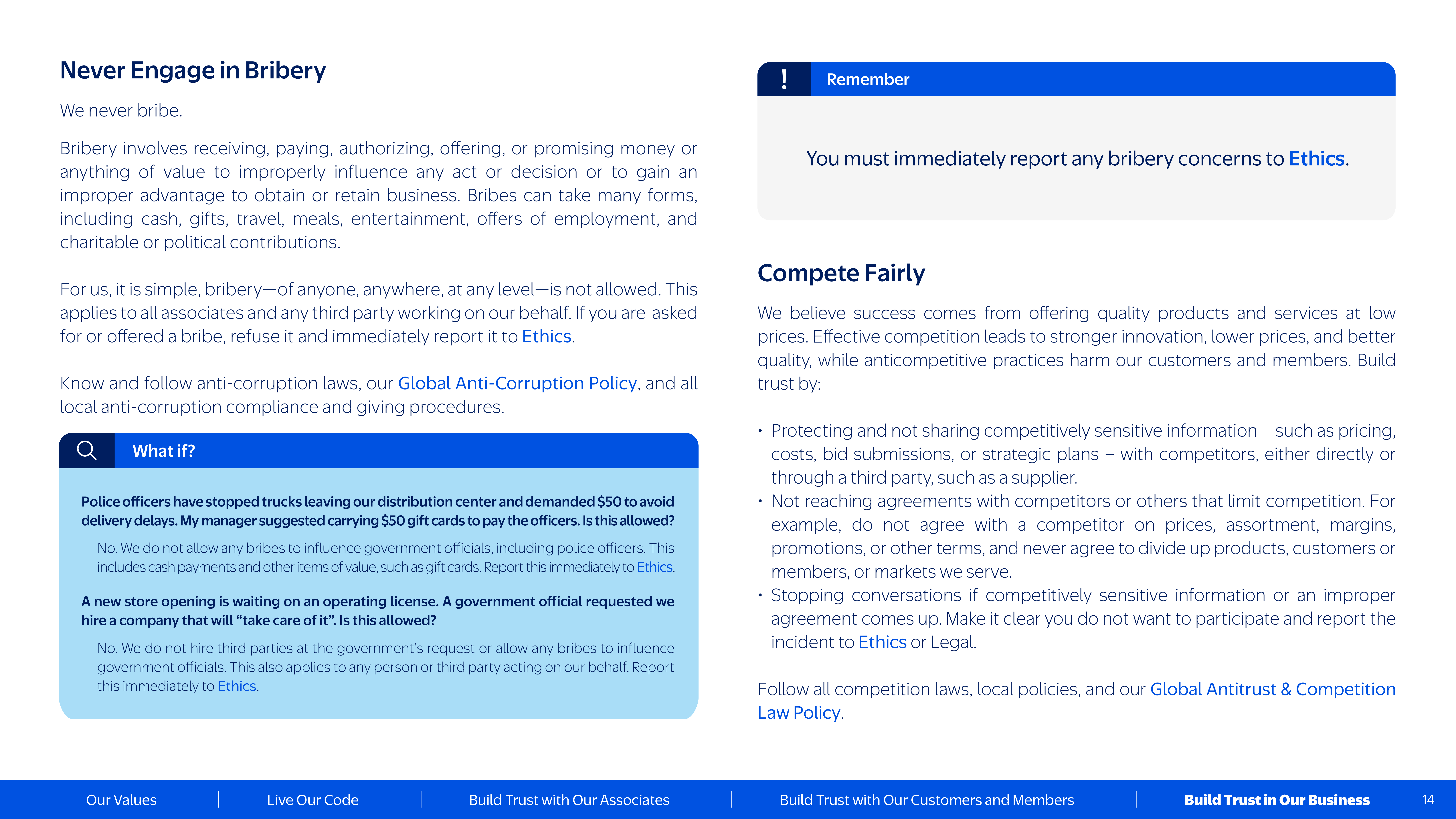 Walmart Code of Conduct Handbook — page 14