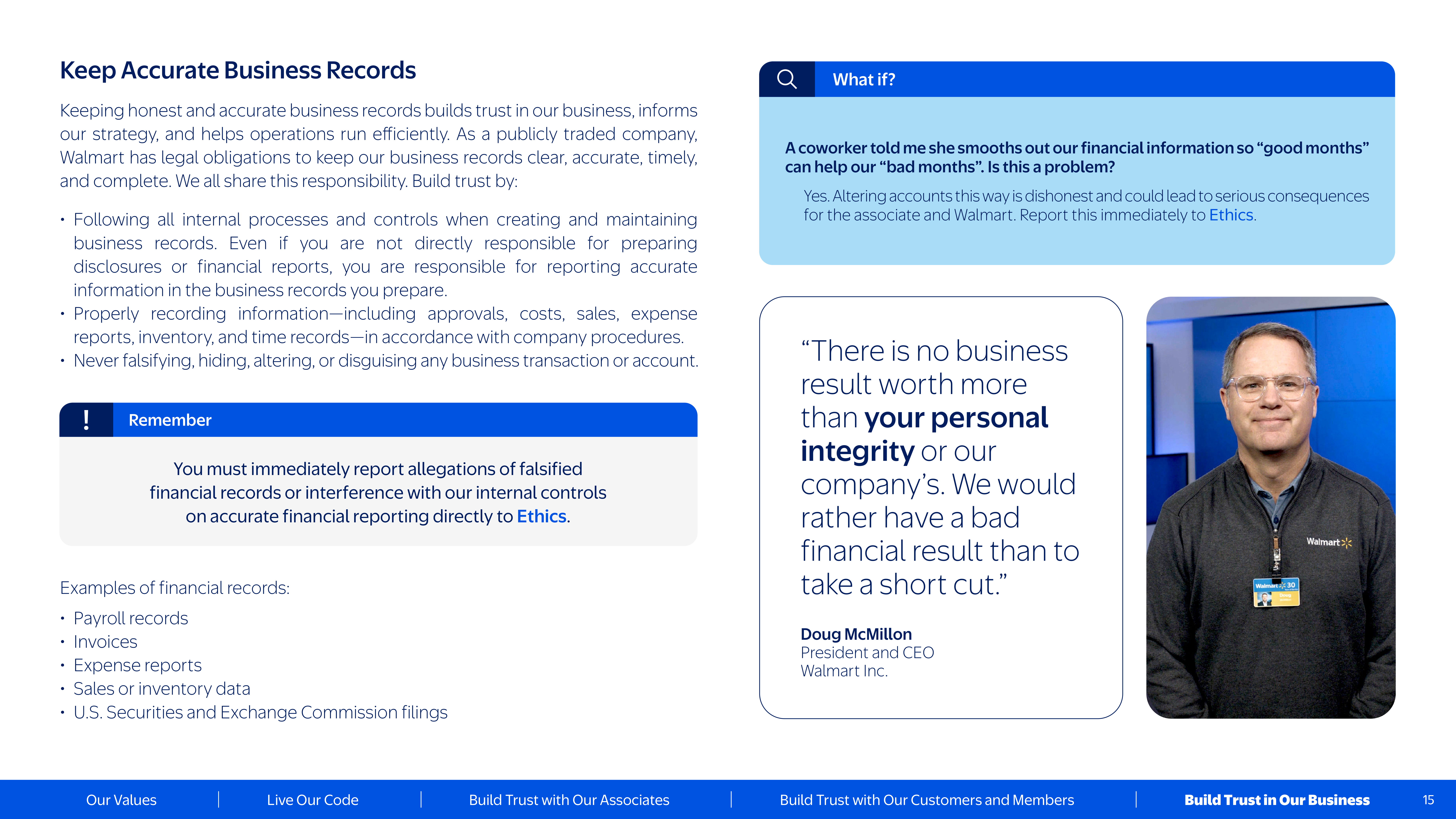Walmart Code of Conduct Handbook — page 15