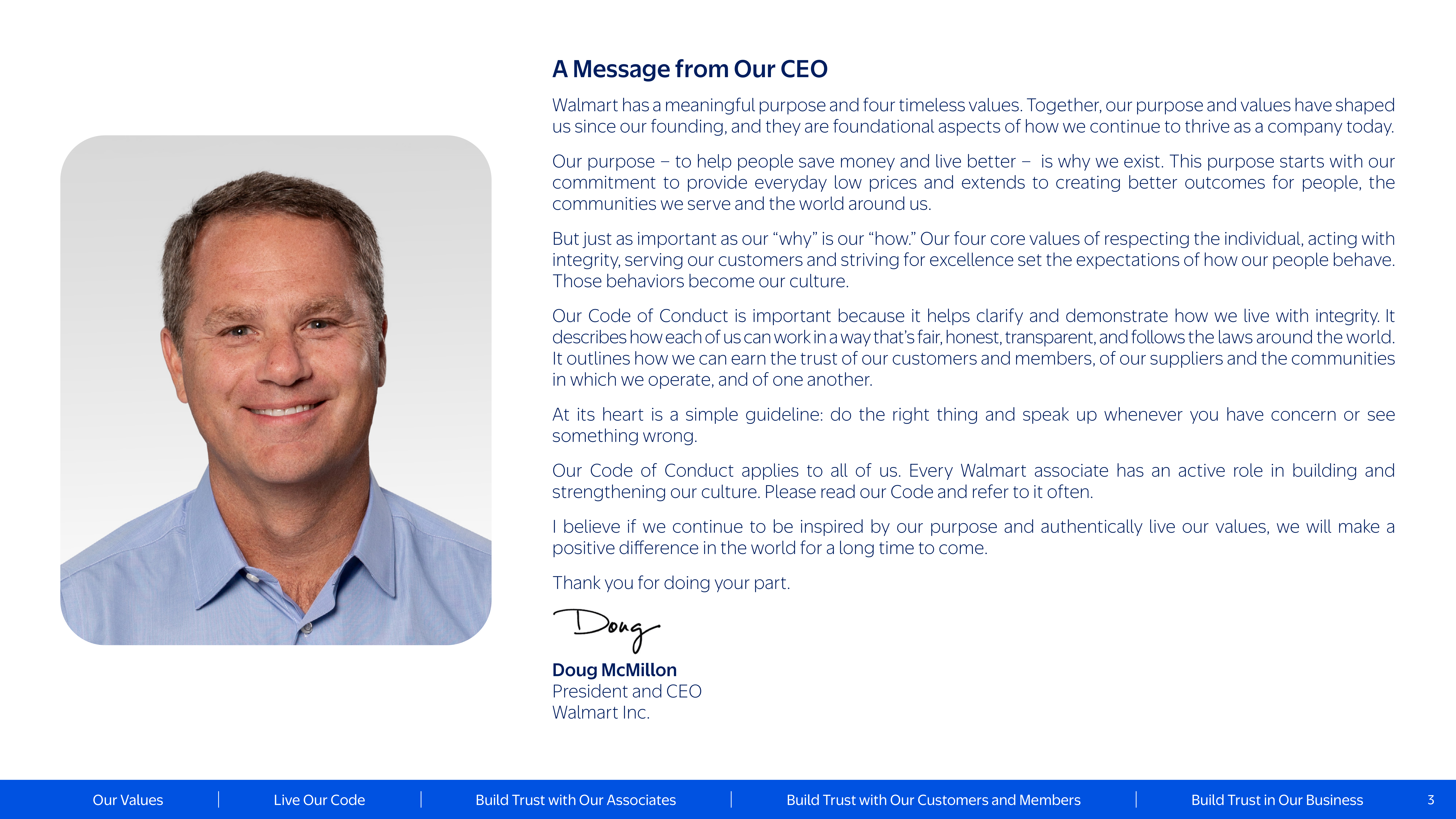 Walmart Code of Conduct Handbook — page 3