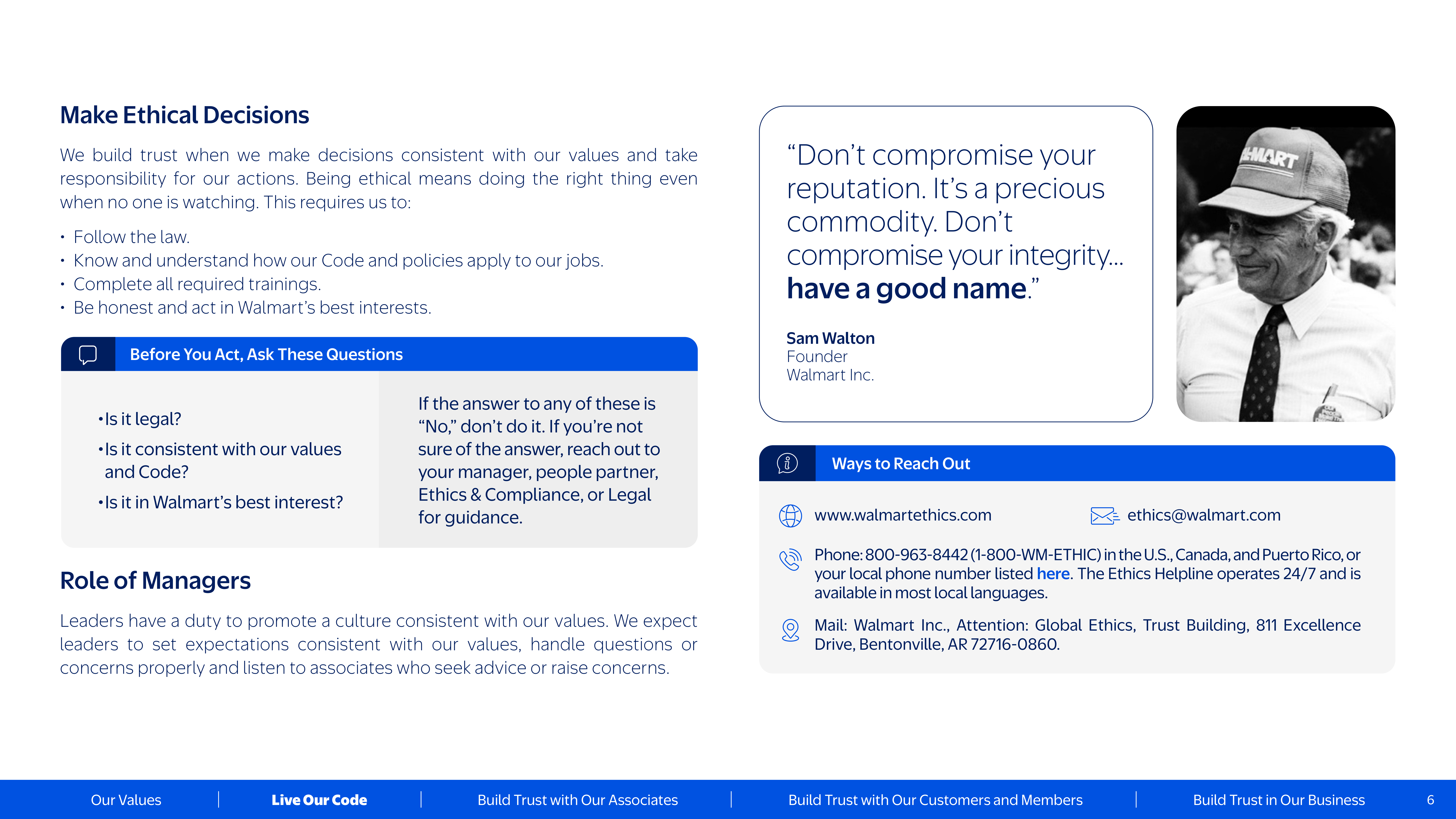 Walmart Code of Conduct Handbook — page 6