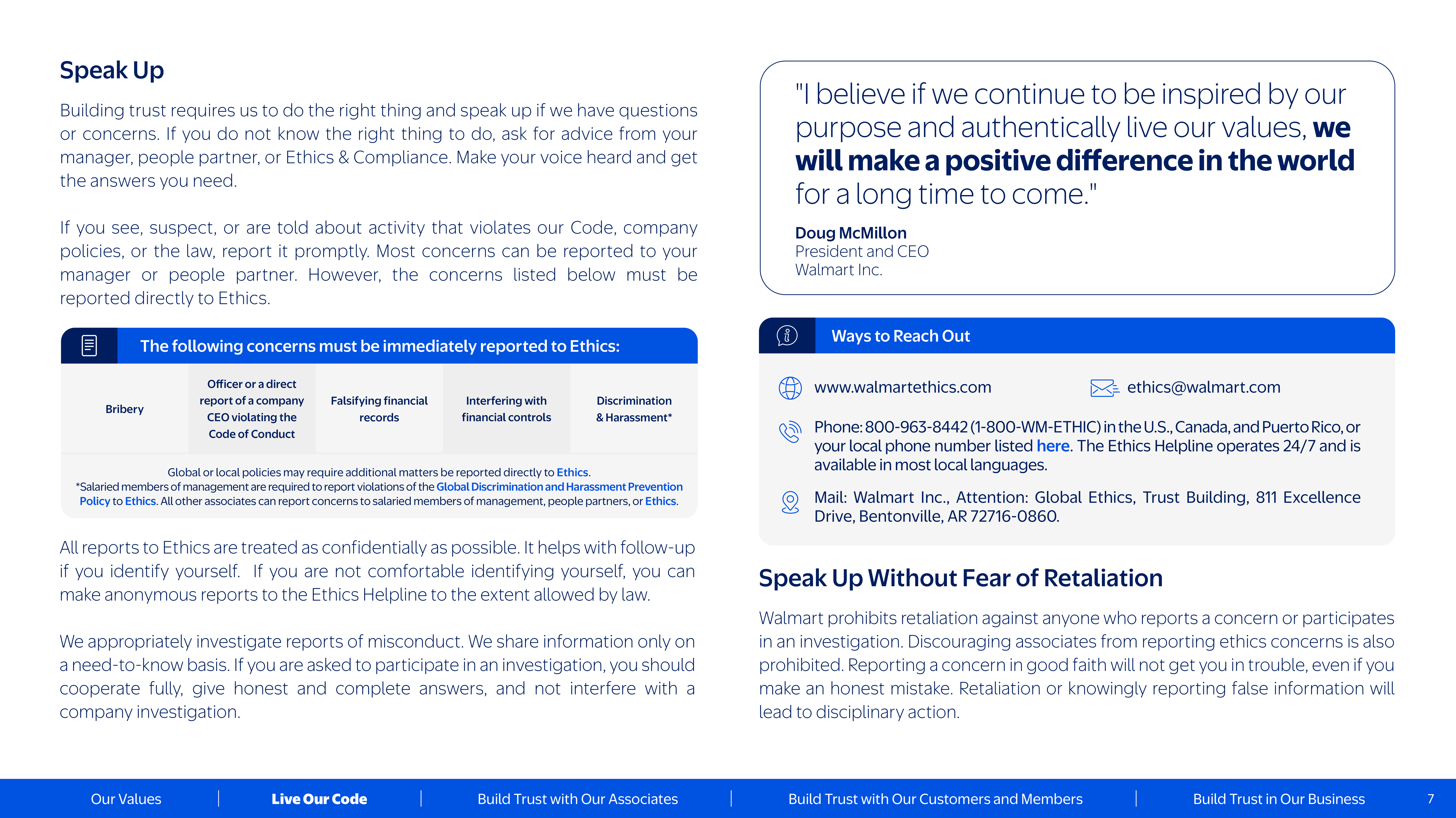 Walmart Code of Conduct Handbook — page 7