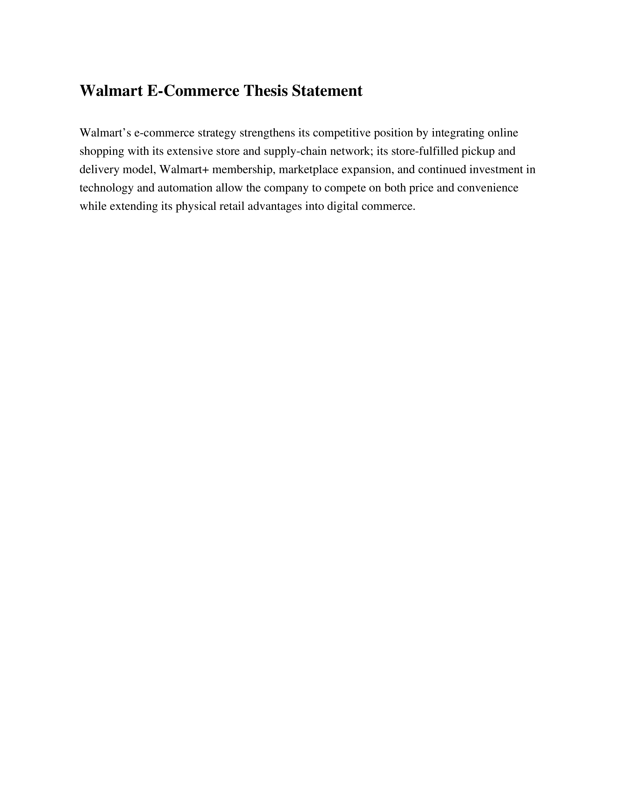 Walmart E-Commerce Thesis Statement — page 1