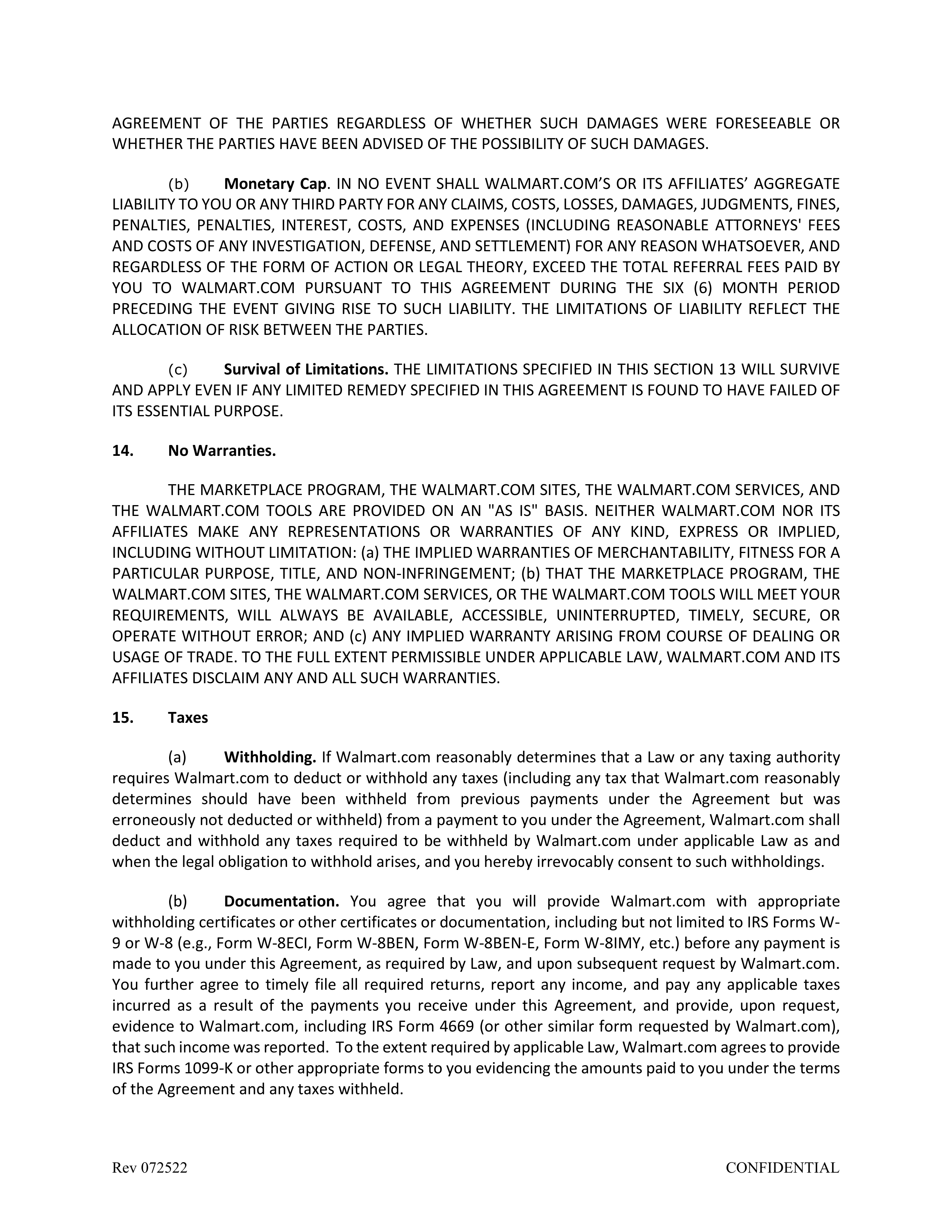 Walmart Marketplace Retailer Agreement — page 10
