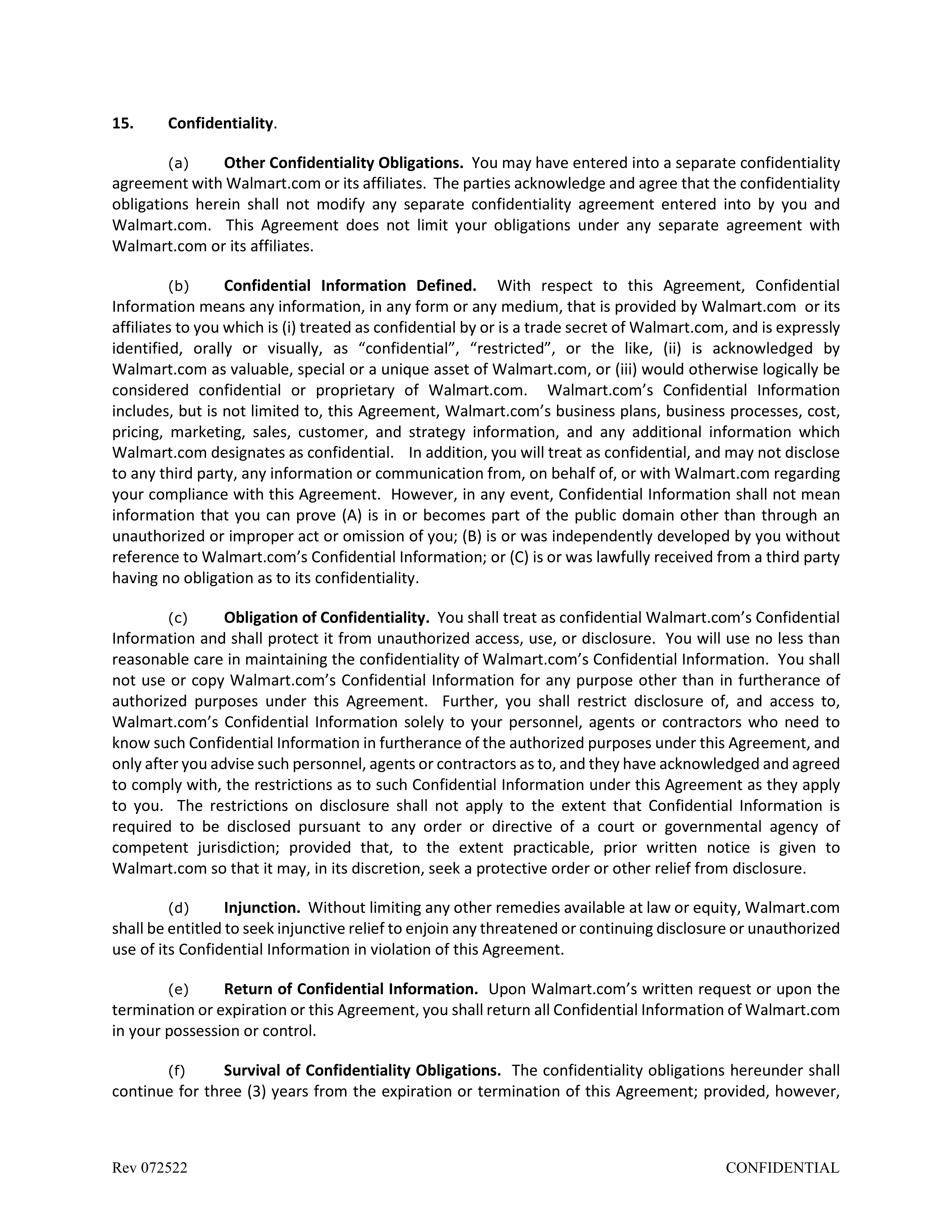 Walmart Marketplace Retailer Agreement — page 11