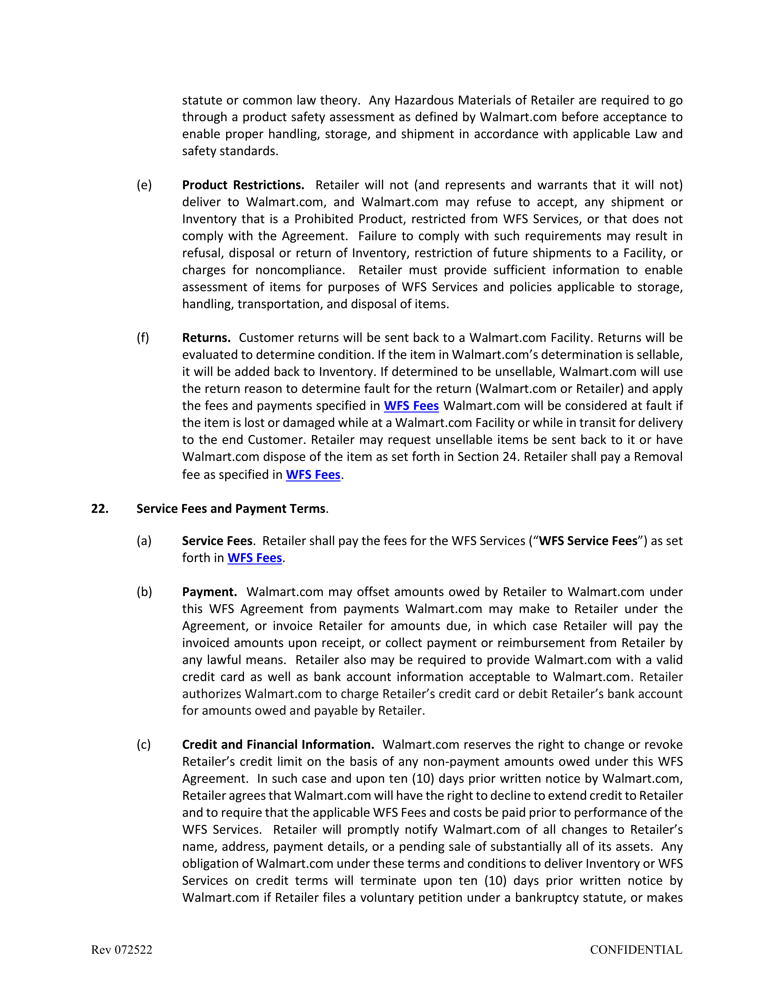 Walmart Marketplace Retailer Agreement — page 15
