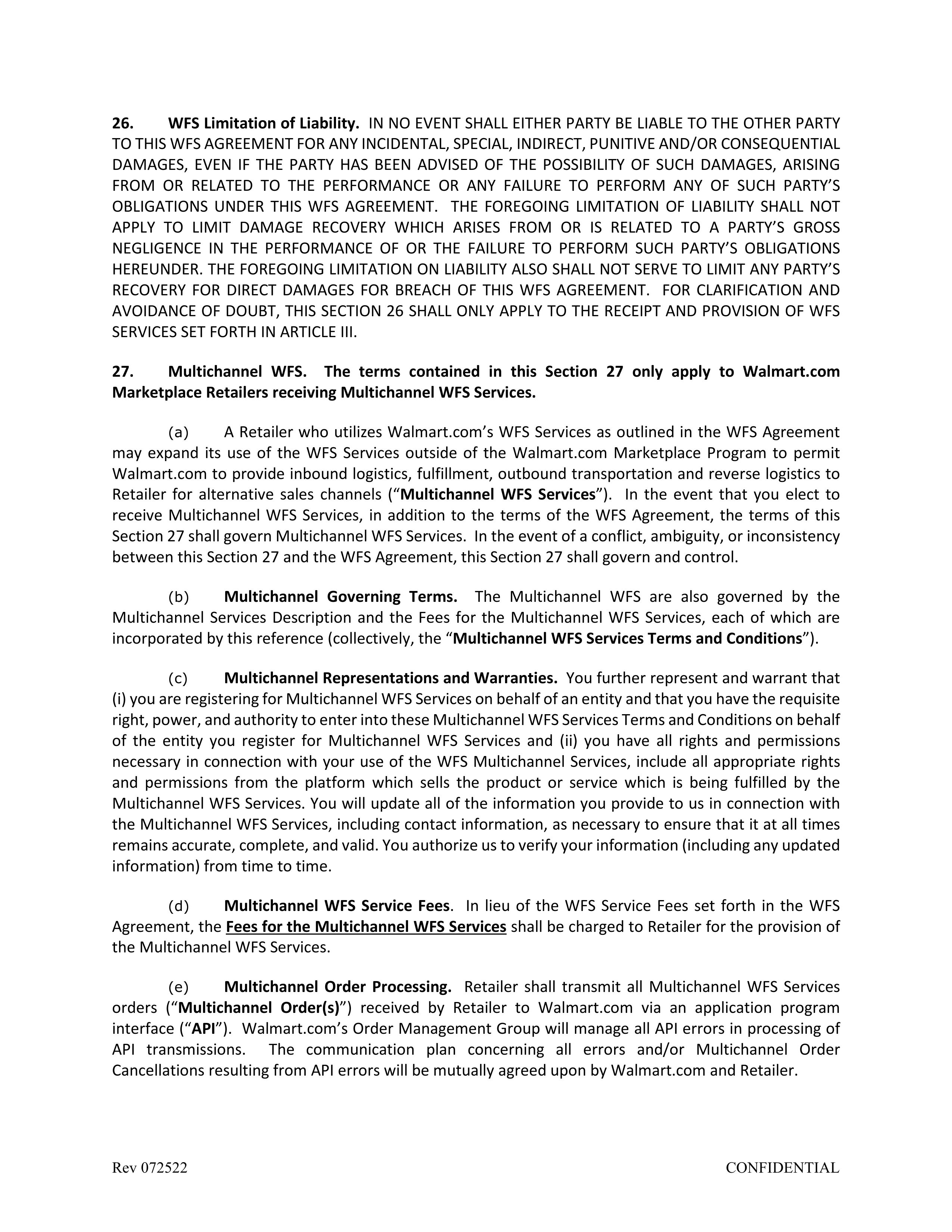 Walmart Marketplace Retailer Agreement — page 18