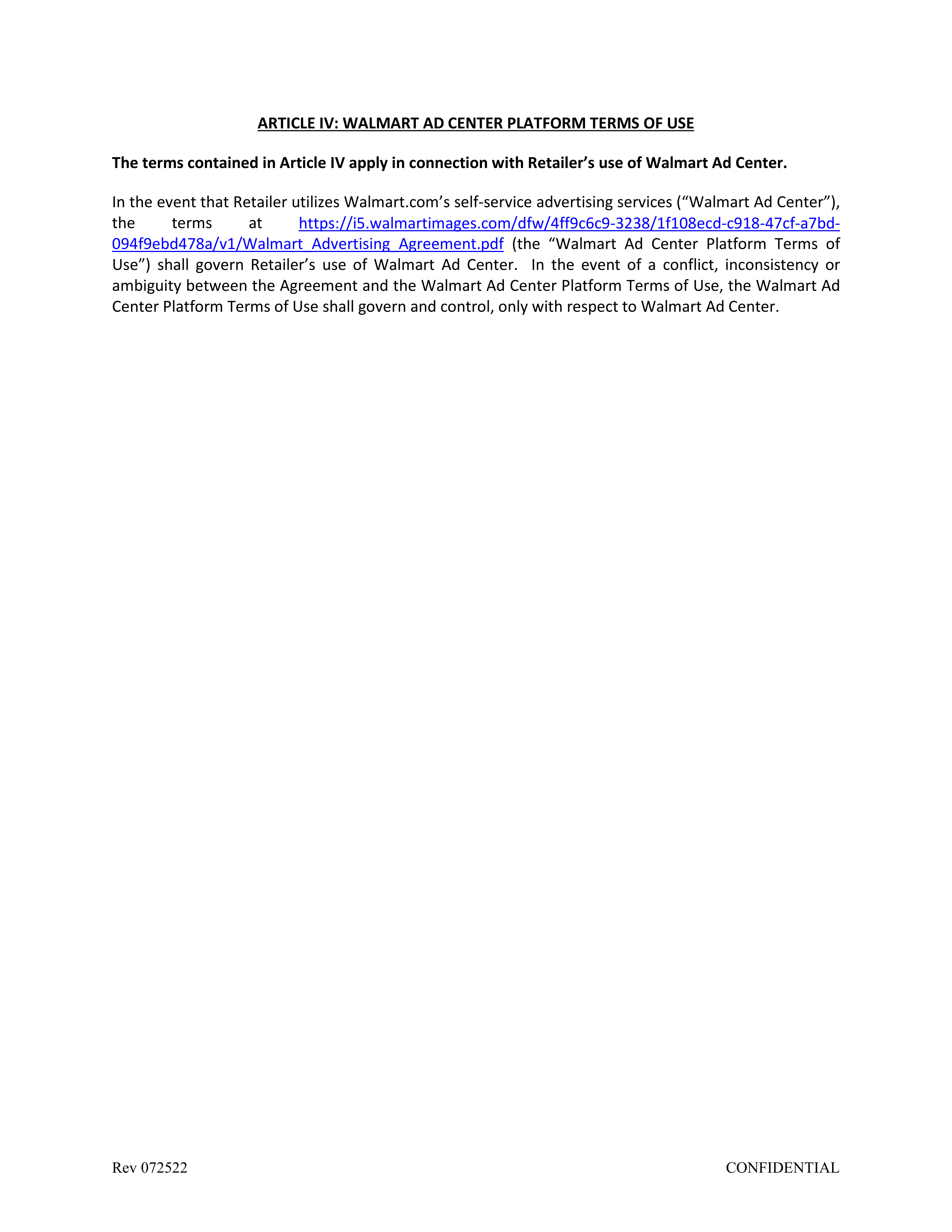 Walmart Marketplace Retailer Agreement — page 19