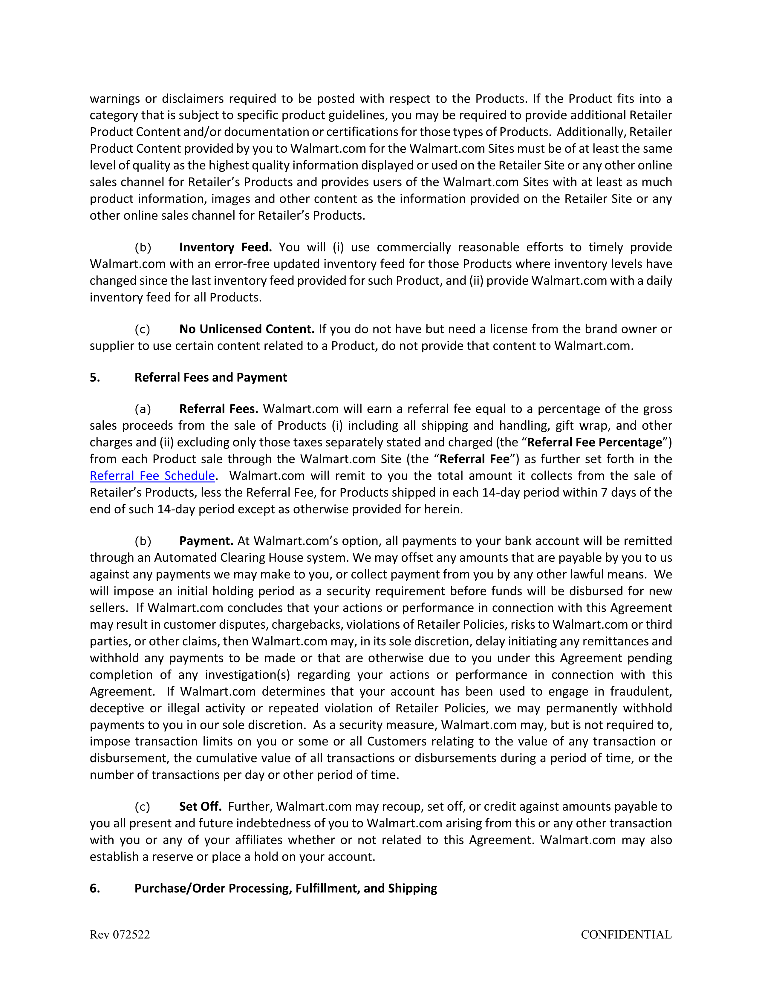 Walmart Marketplace Retailer Agreement — page 4