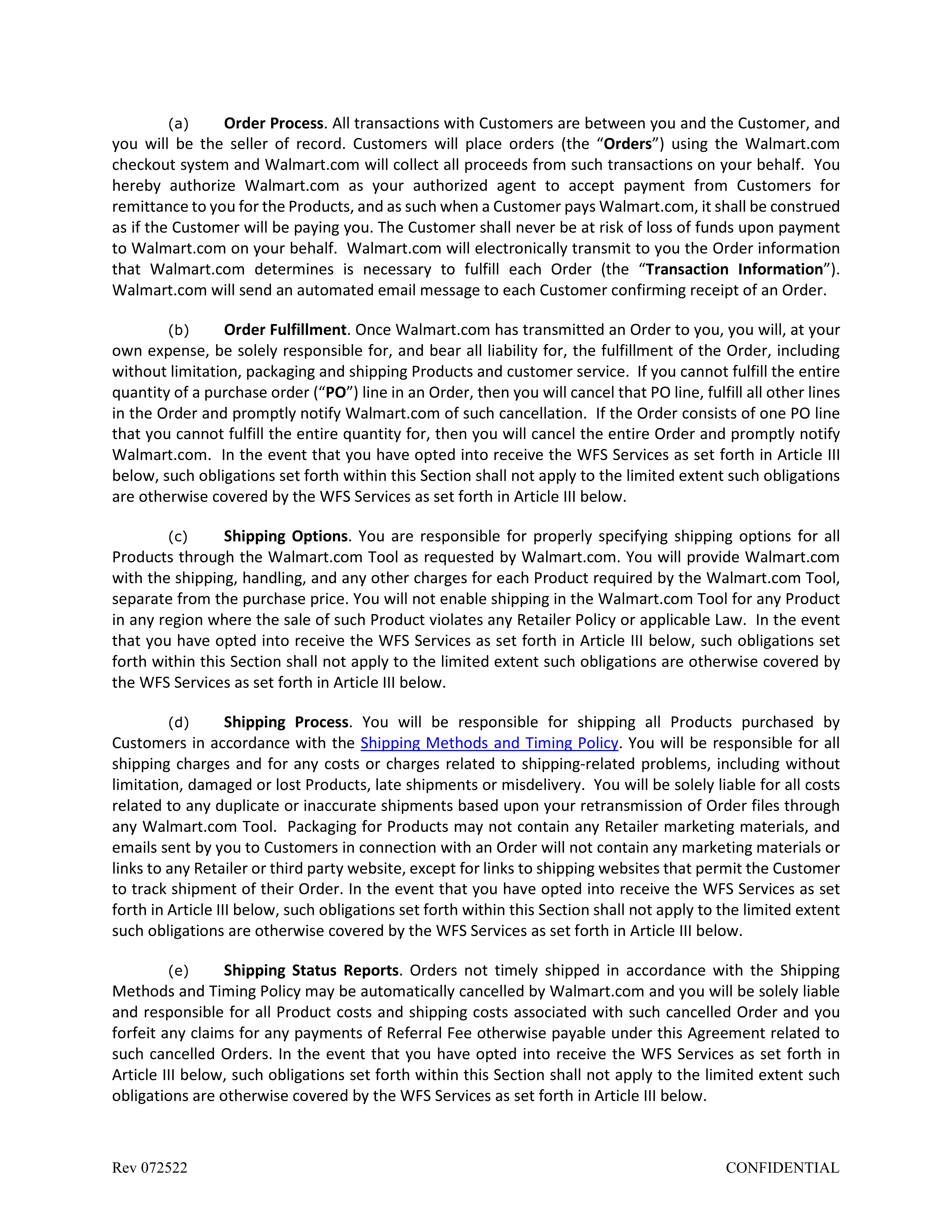 Walmart Marketplace Retailer Agreement — page 5
