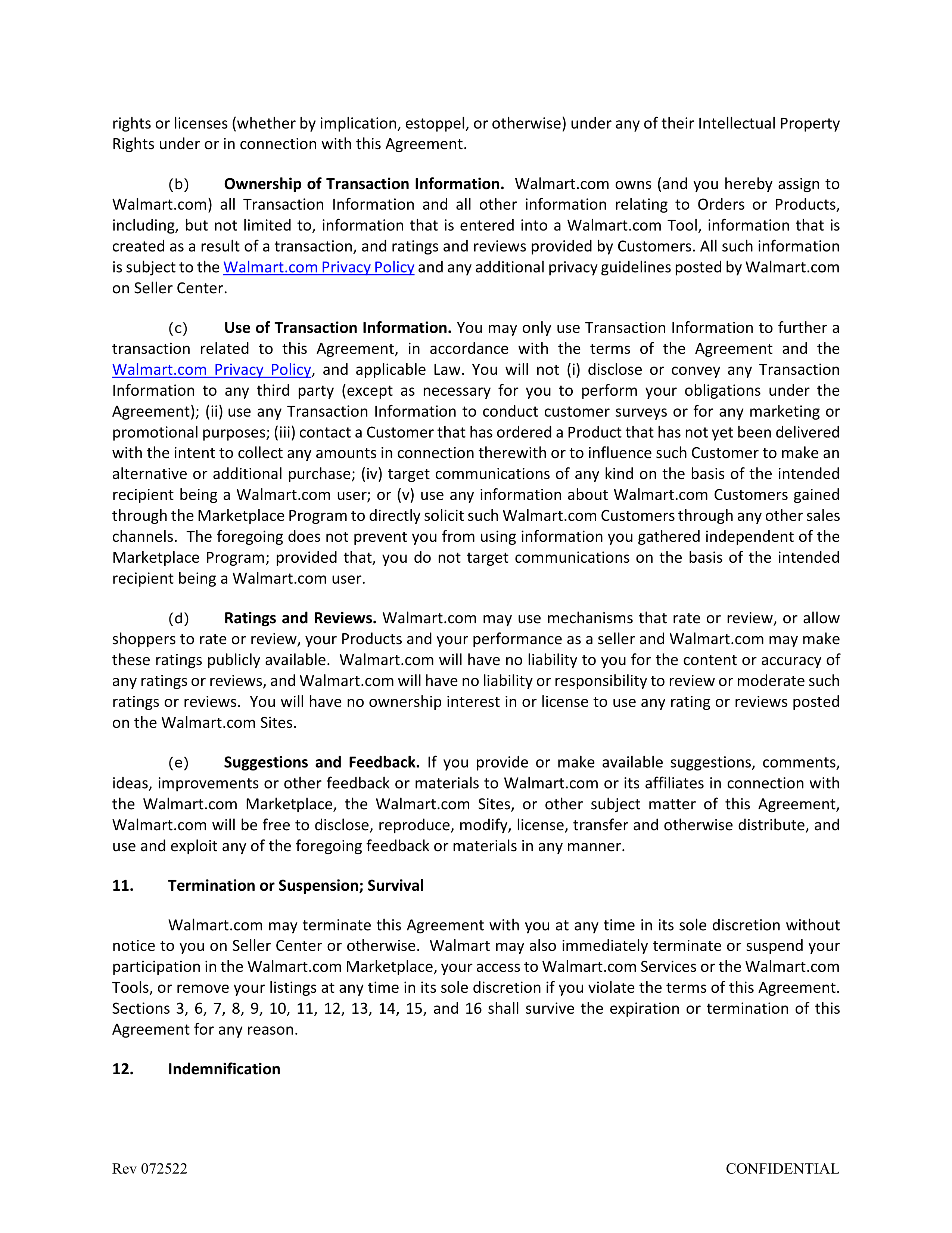 Walmart Marketplace Retailer Agreement — page 8