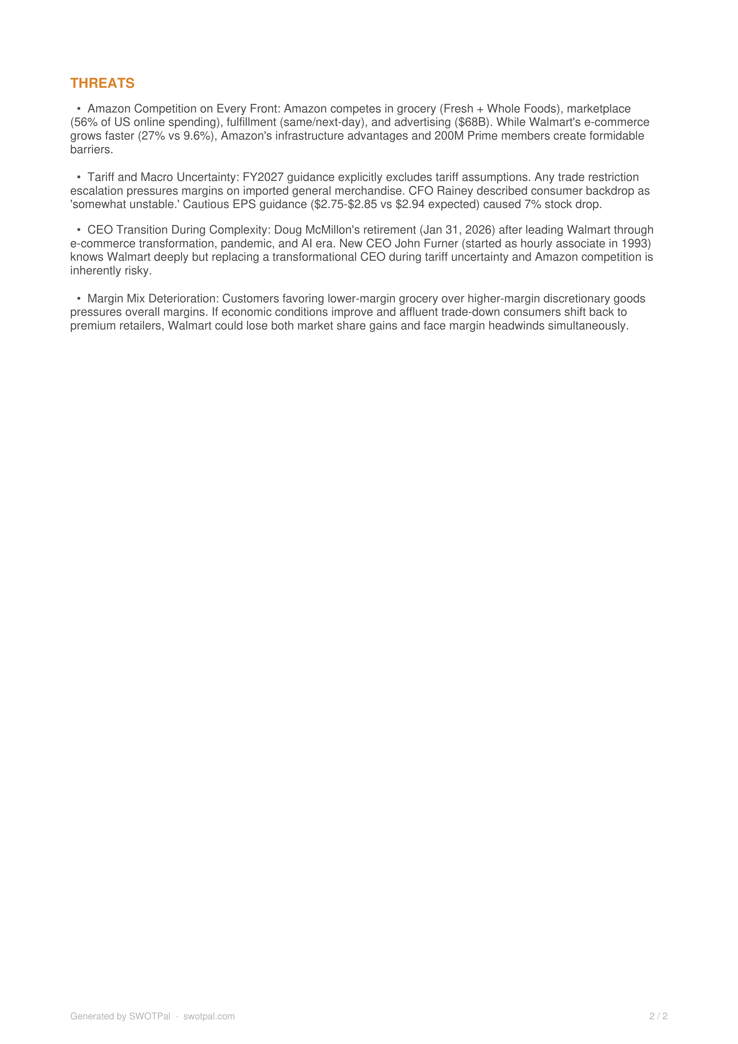 Walmart SWOT Analysis — page 2