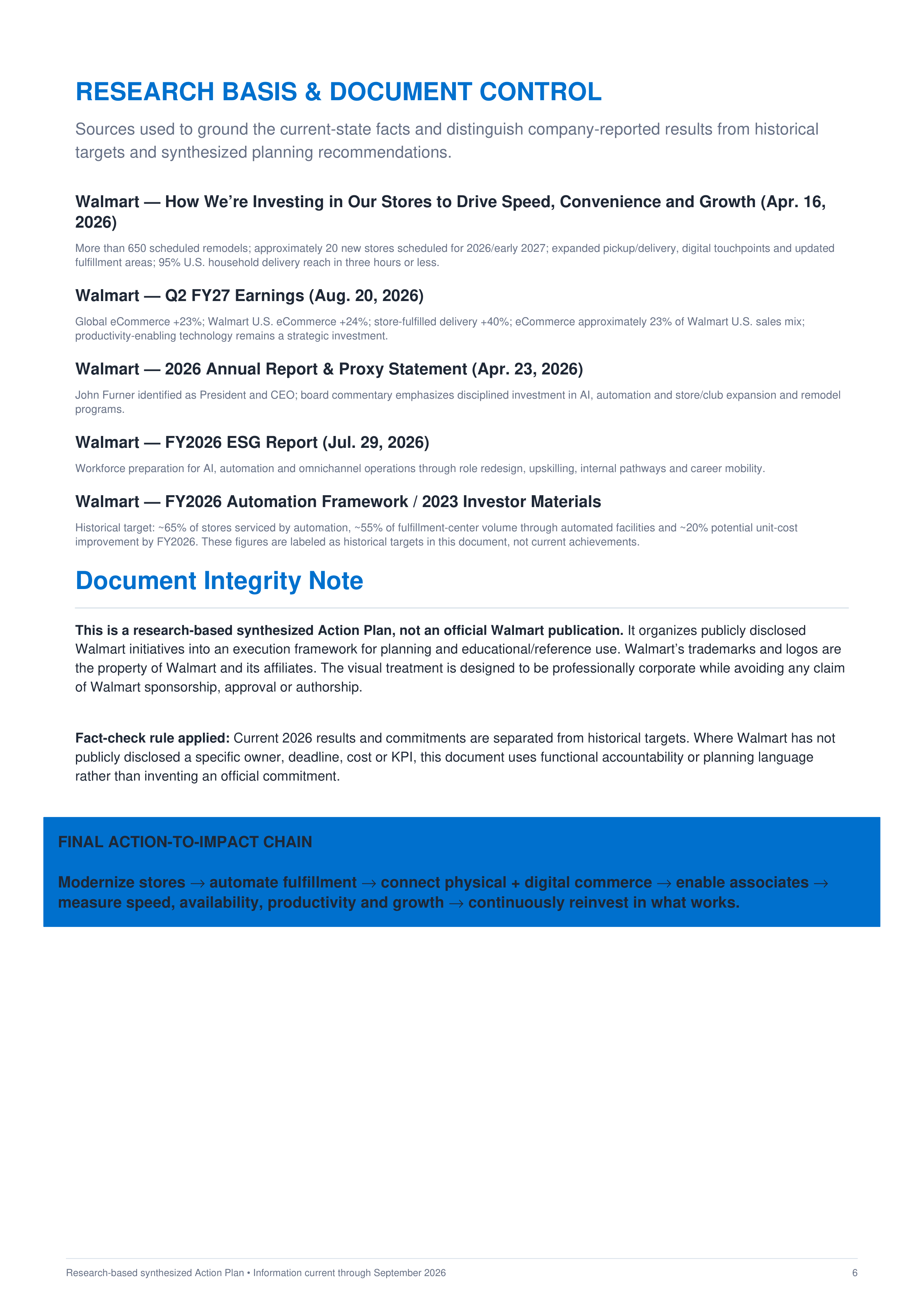 Walmart Store Modernization, Automation & Omnichannel Fulfillment Action Plan — page 6