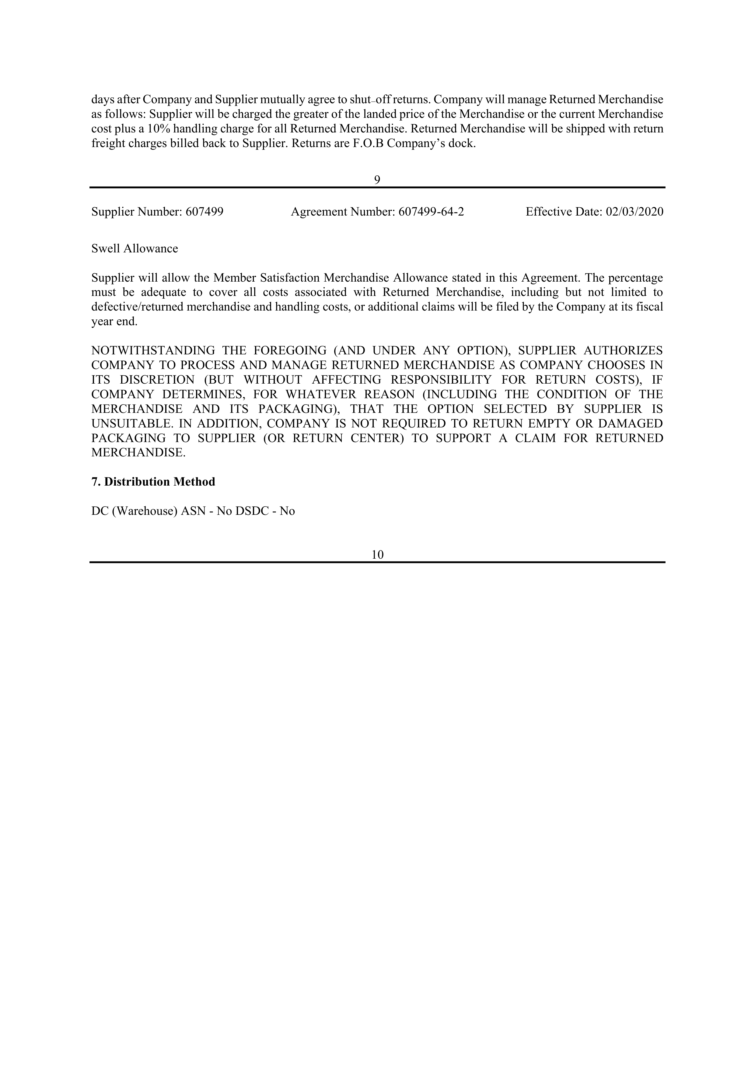 Walmart Supplier Agreement — page 10