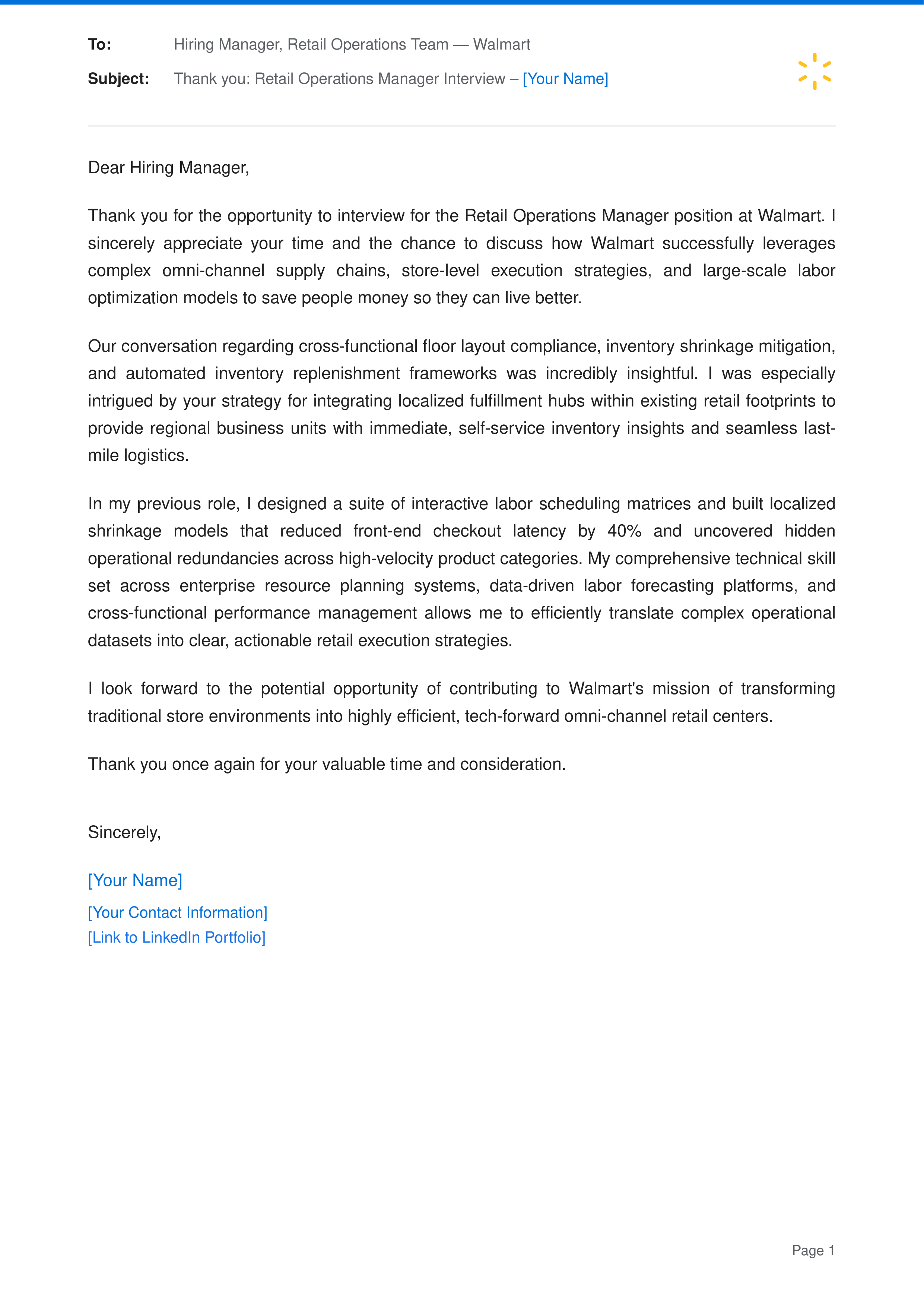 Walmart Retail Operations Manager — page 1