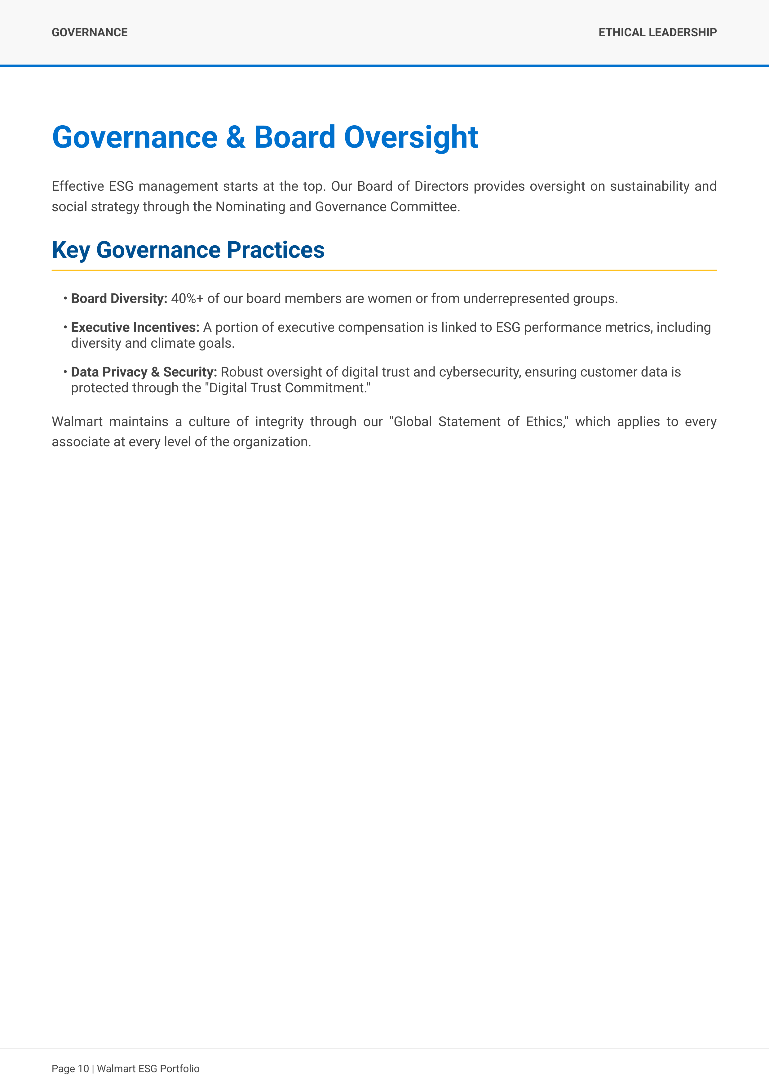 Walmart's Global Environmental, Social, and Governance (ESG) Capital Asset Portfolio — page 10