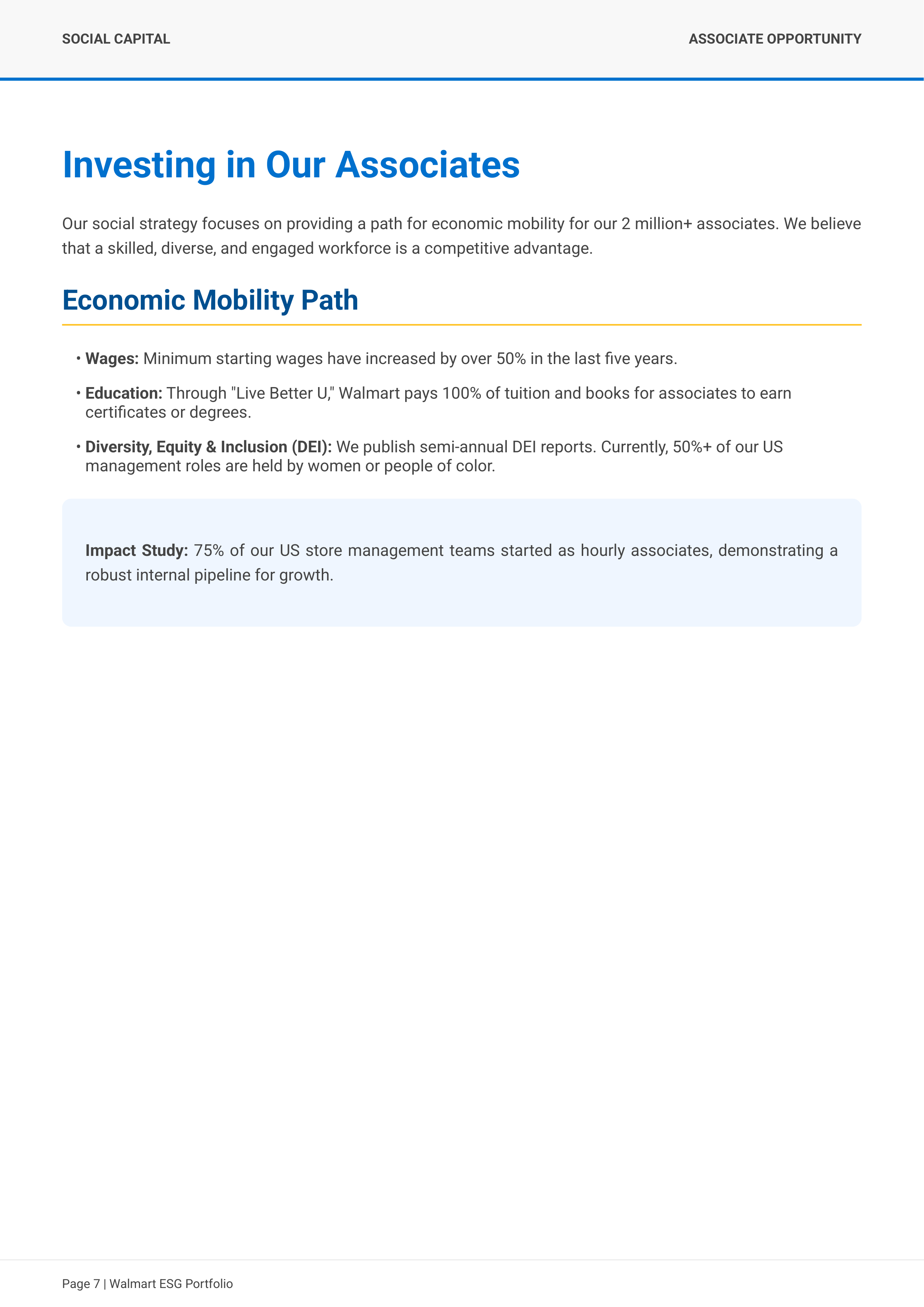 Walmart's Global Environmental, Social, and Governance (ESG) Capital Asset Portfolio — page 7