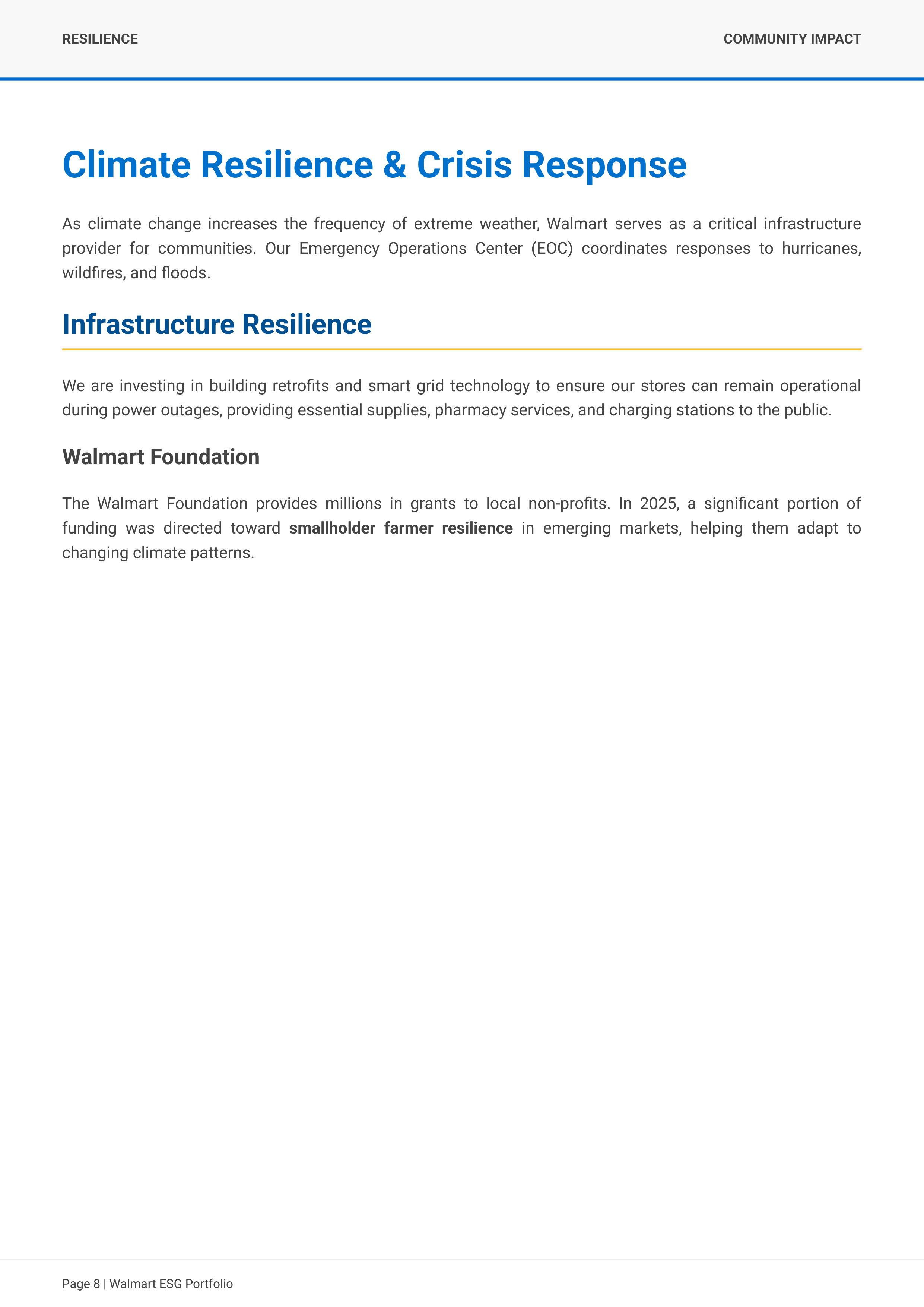 Walmart's Global Environmental, Social, and Governance (ESG) Capital Asset Portfolio — page 8