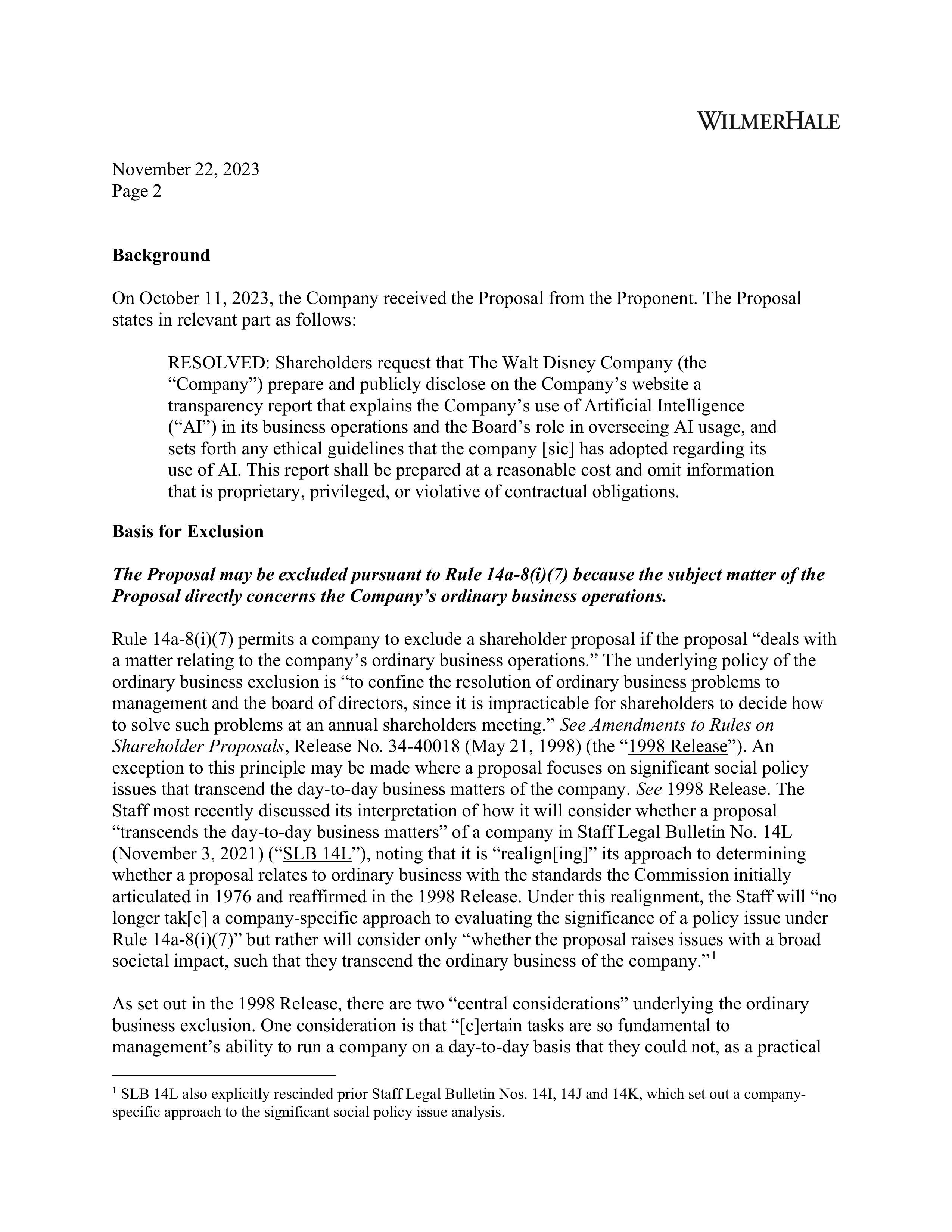 Walt Disney Proposal  — page 2