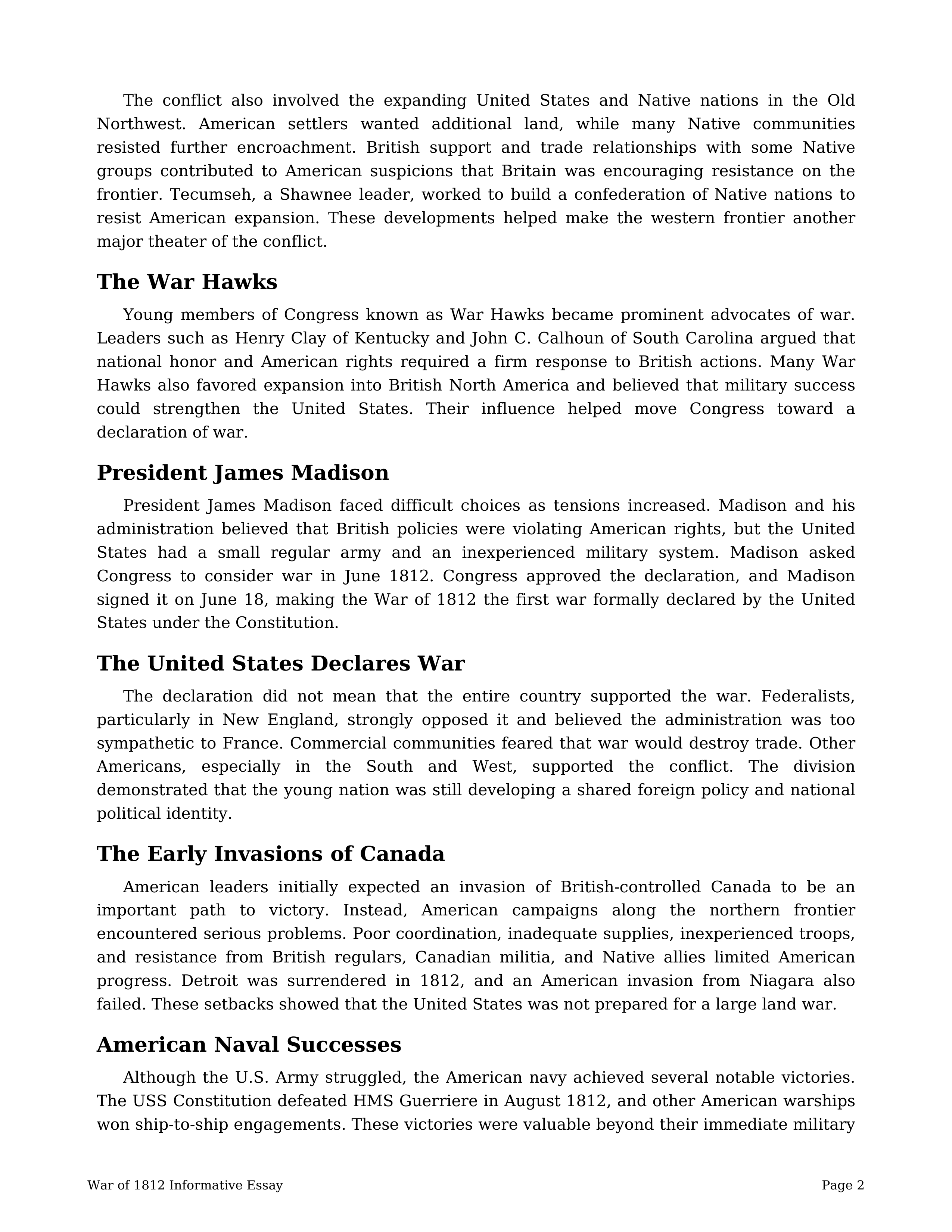 War of 1812 Informative Essay — page 2