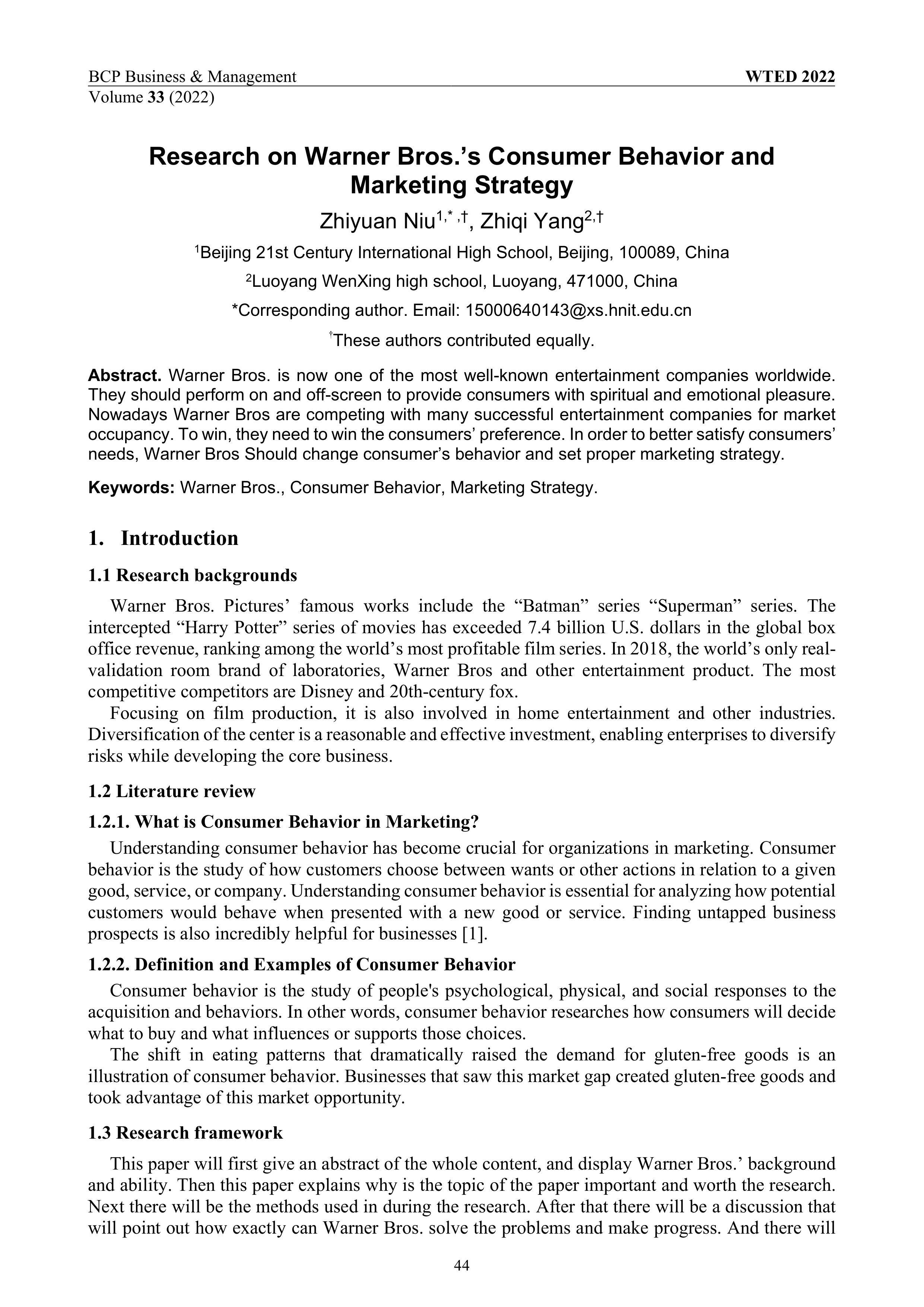 Warner Bros Marketing Strategy — page 1