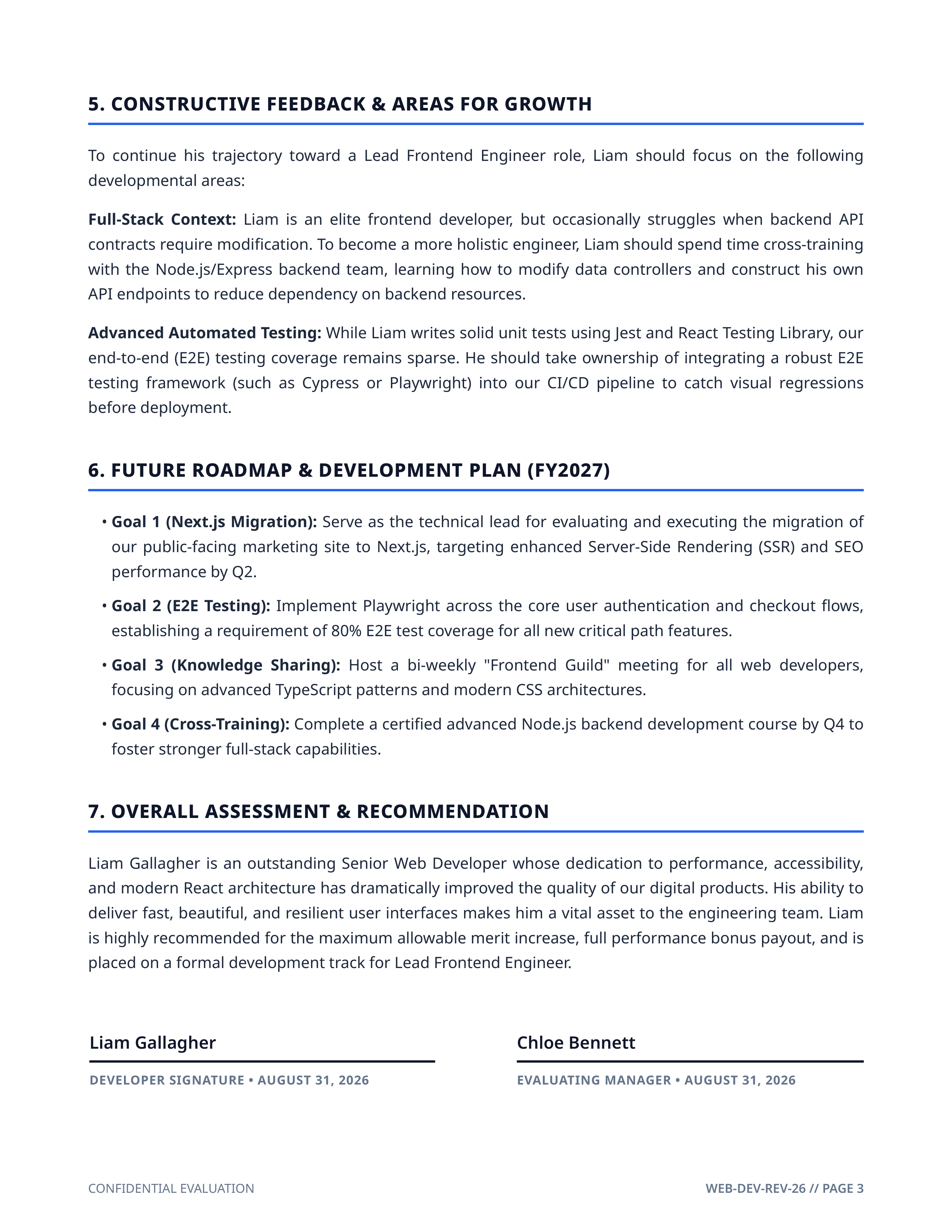 Web Developer Performance Review — page 3