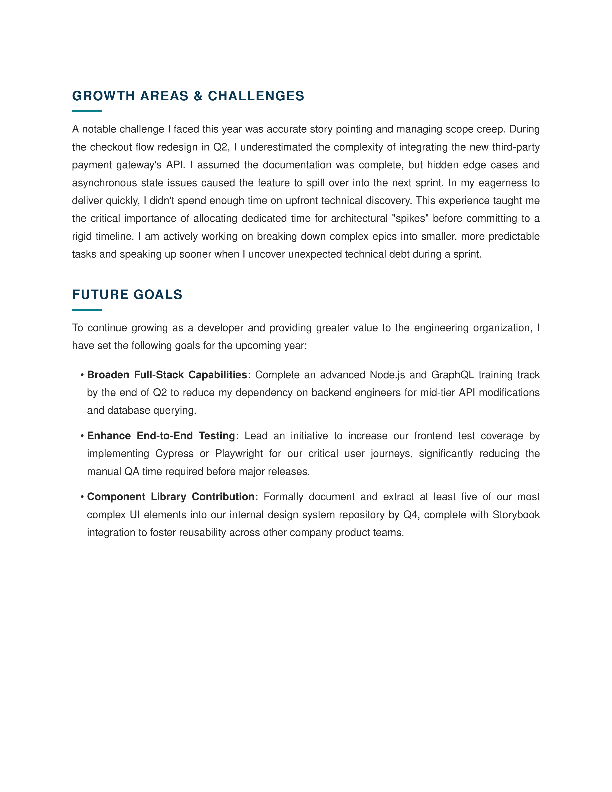 Web Developer Self Performance Review — page 2