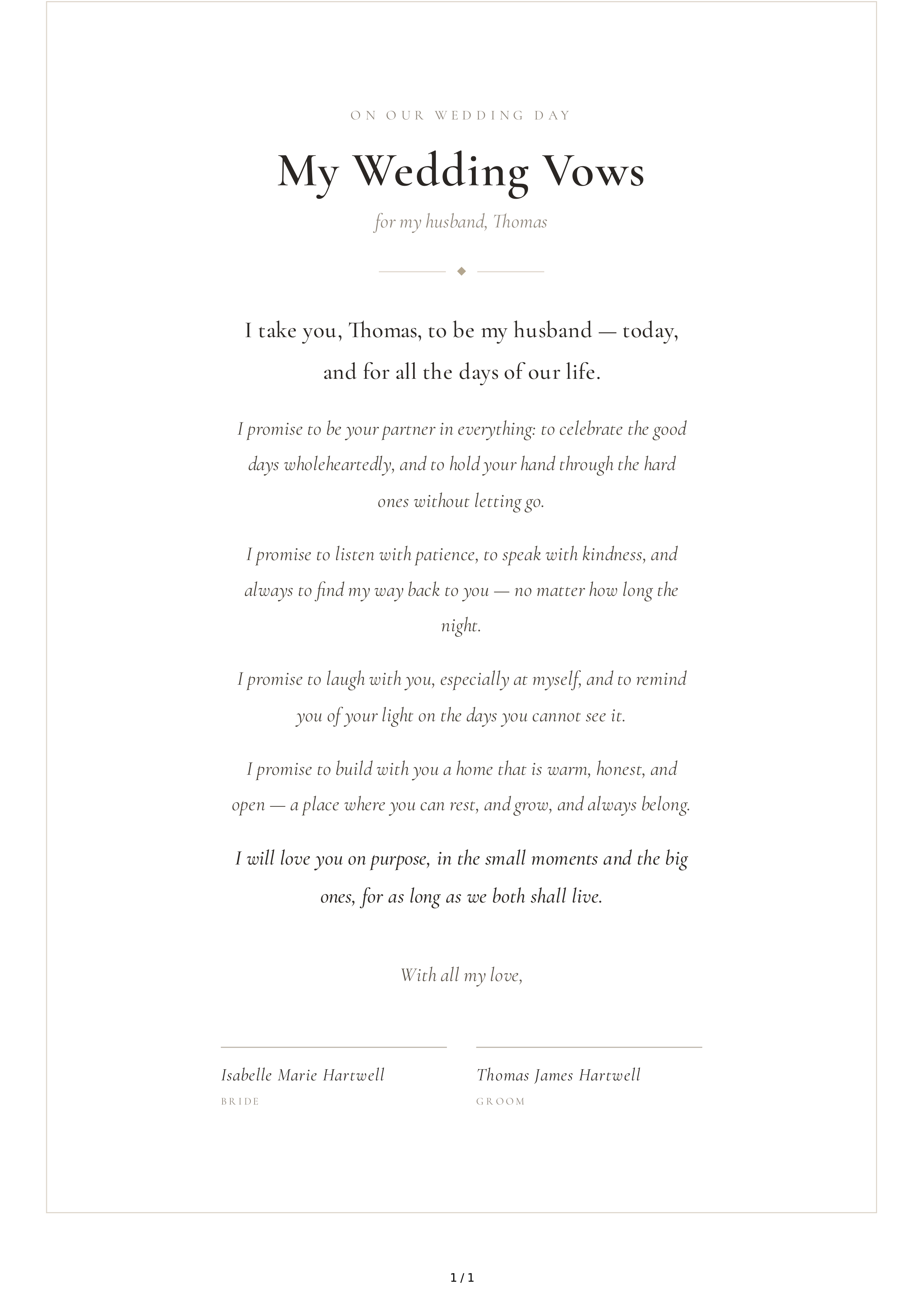 Wedding Vows for Husband — page 1