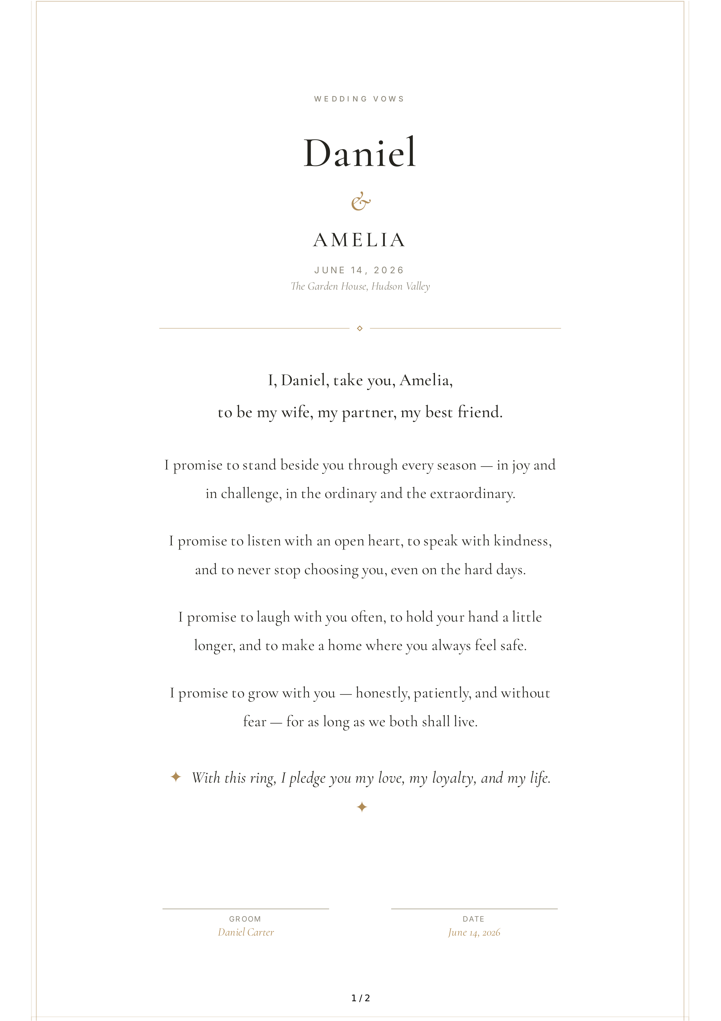 Wedding Vows for Wife — page 1