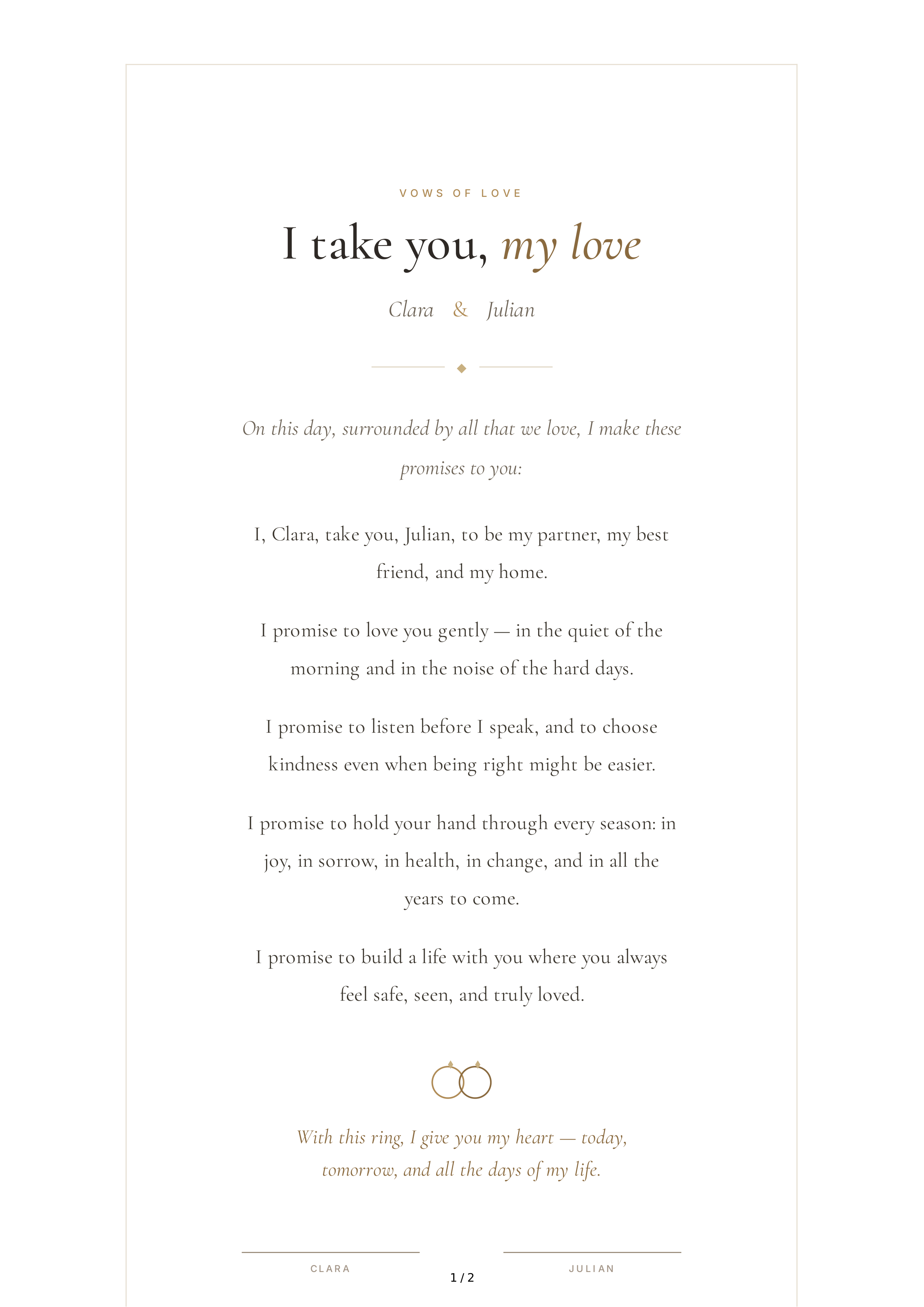 Wedding Vows for Your Soulmate — page 1