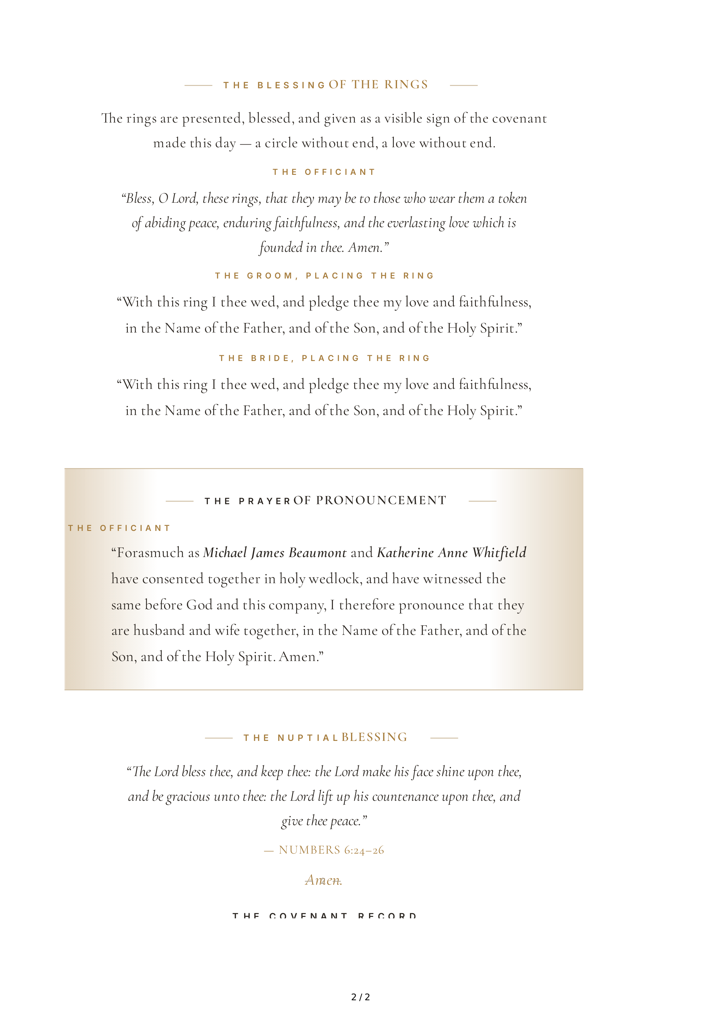 Wedding Vows for a Religious Wedding — page 2