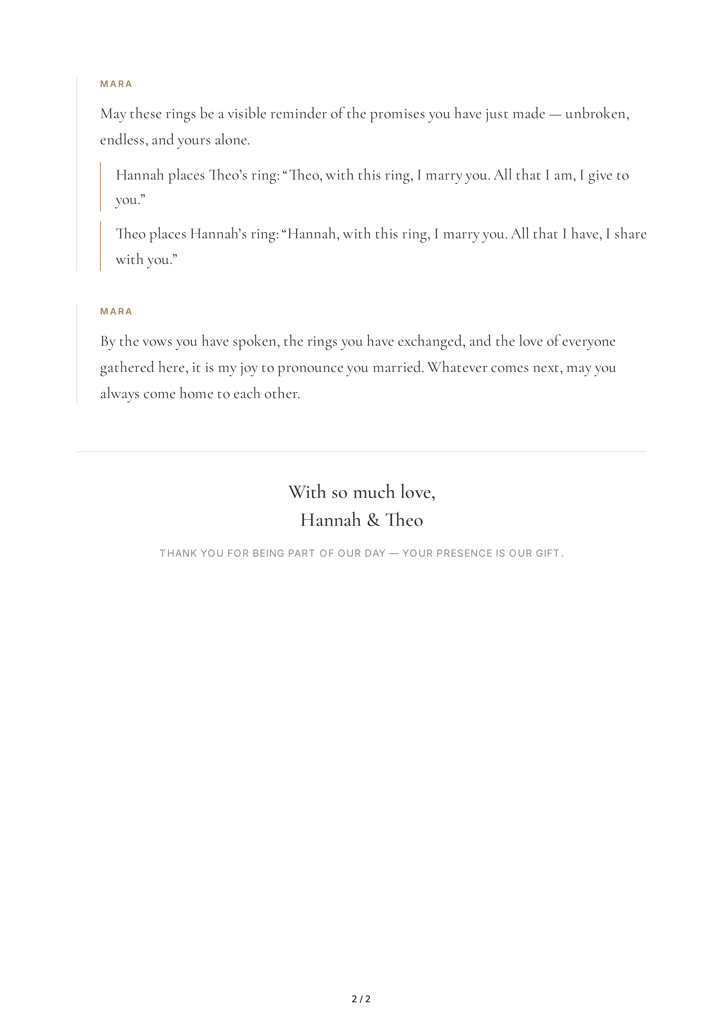 Wedding Vows for a Small Wedding — page 2