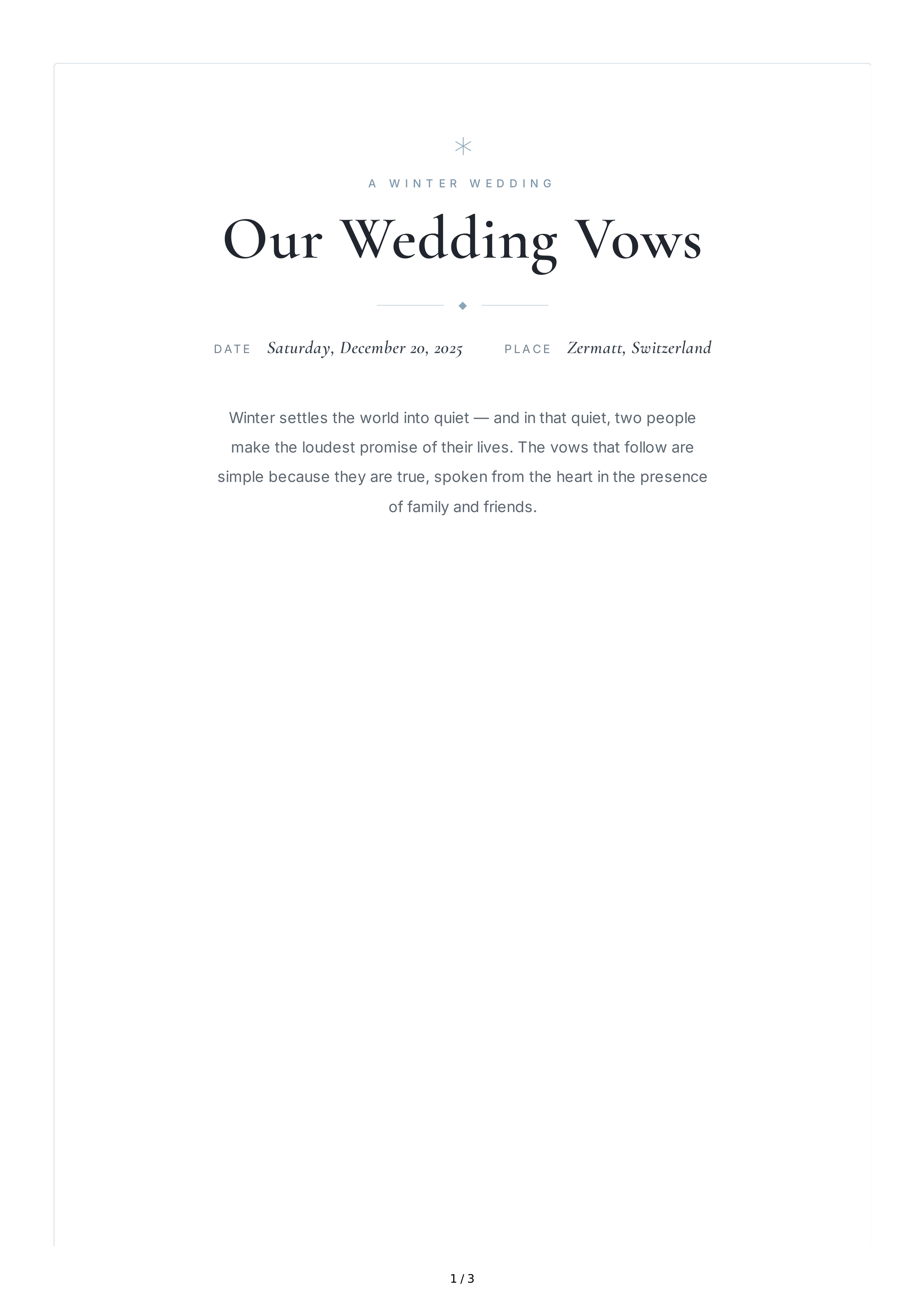 Wedding Vows for a Winter Wedding — page 1