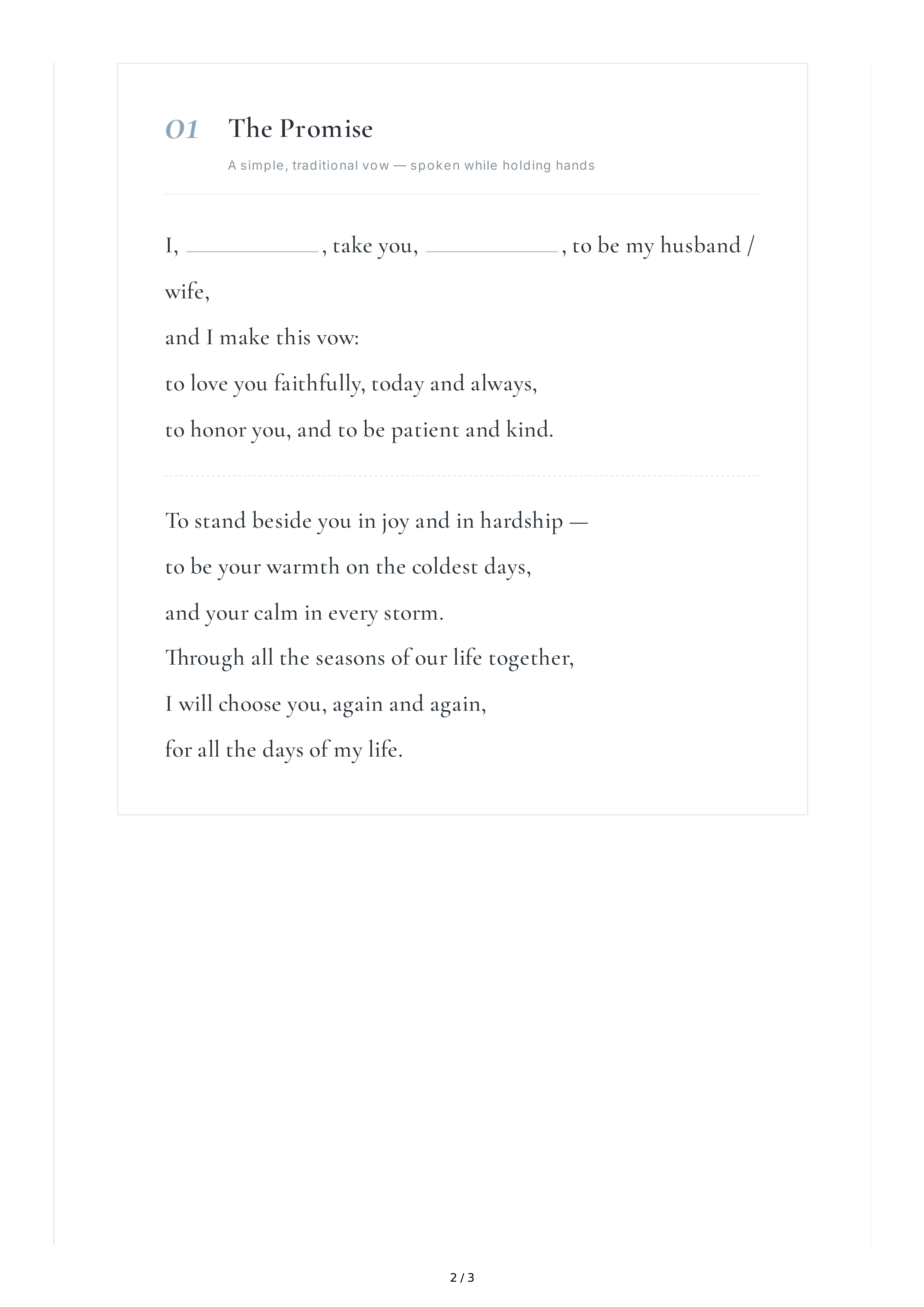 Wedding Vows for a Winter Wedding — page 2