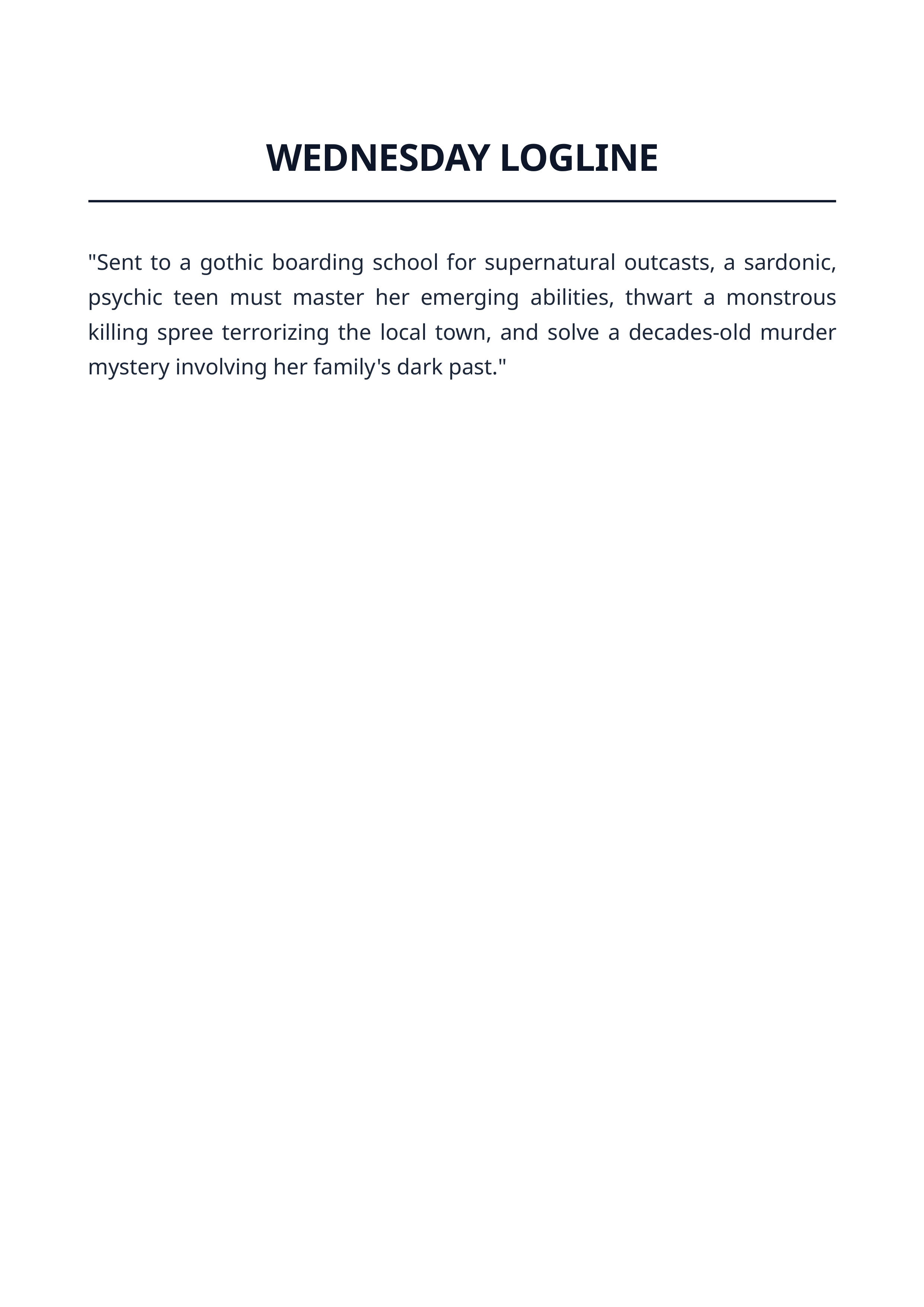Wednesday Logline — page 1