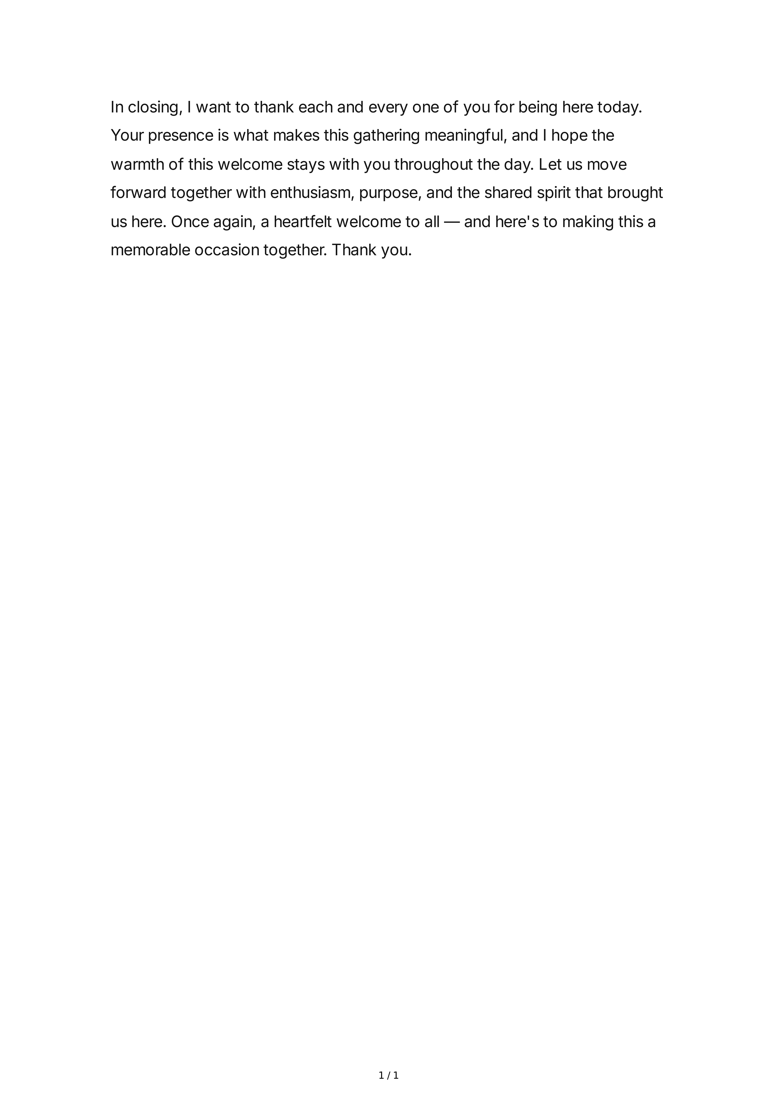 Welcome Speech Conclusion Paragraph — page 1