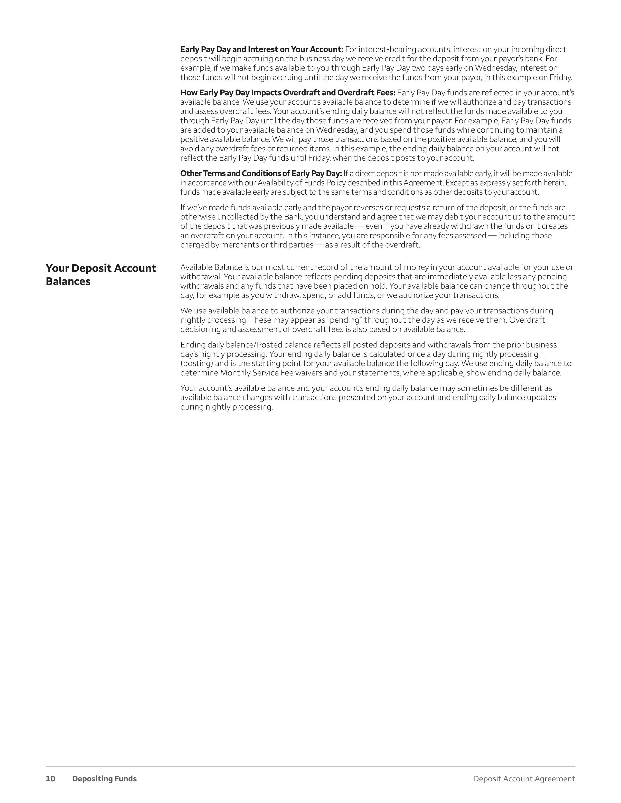 Wells Fargo & Company Deposit Account Agreement — page 10