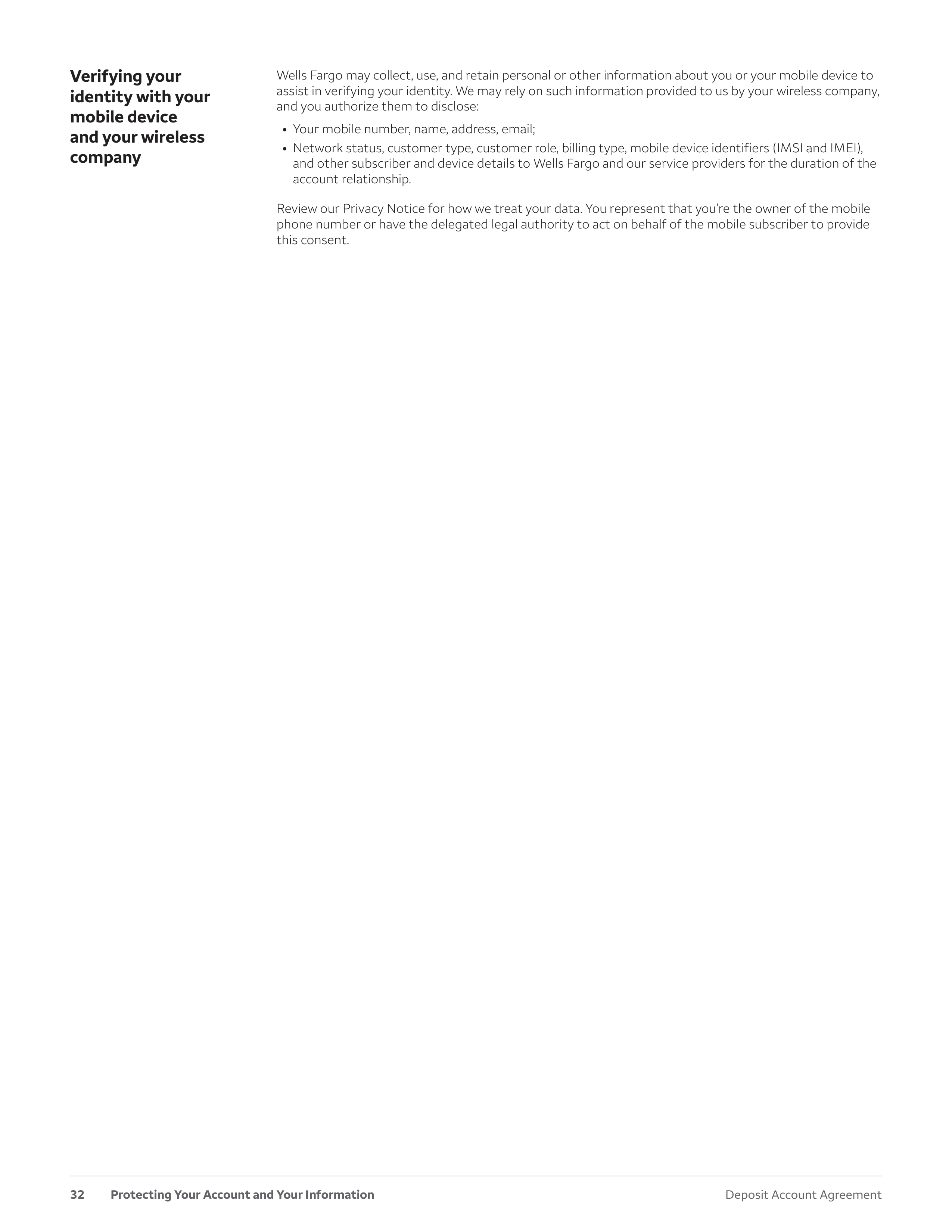 Wells Fargo & Company Deposit Account Agreement — page 32