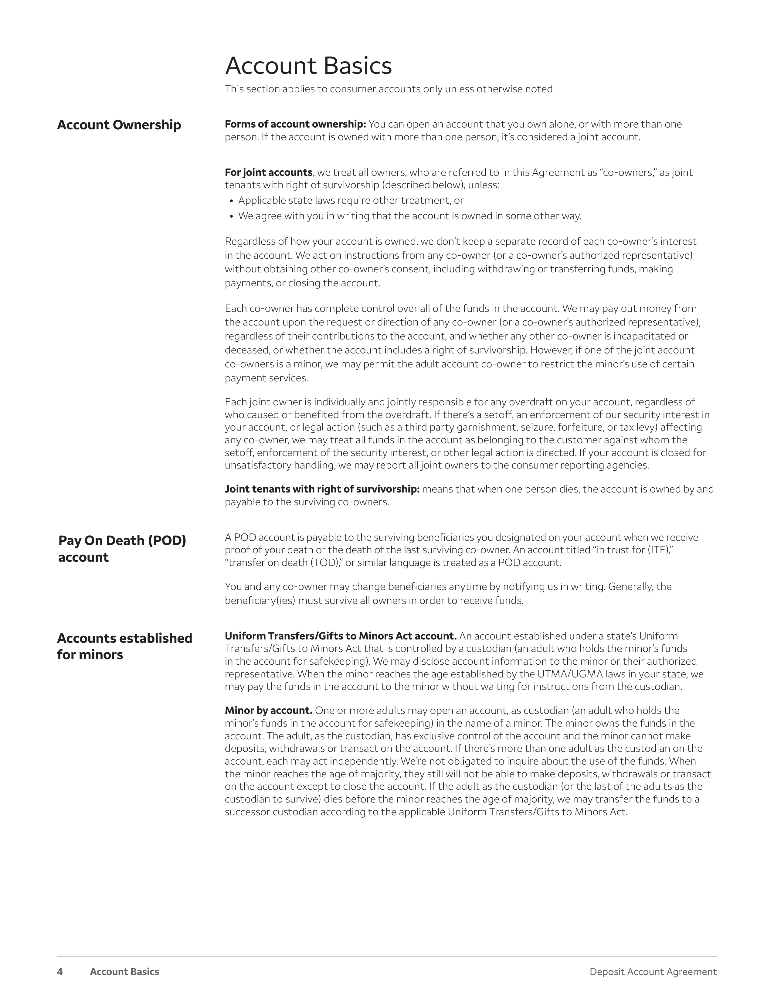 Wells Fargo & Company Deposit Account Agreement — page 4