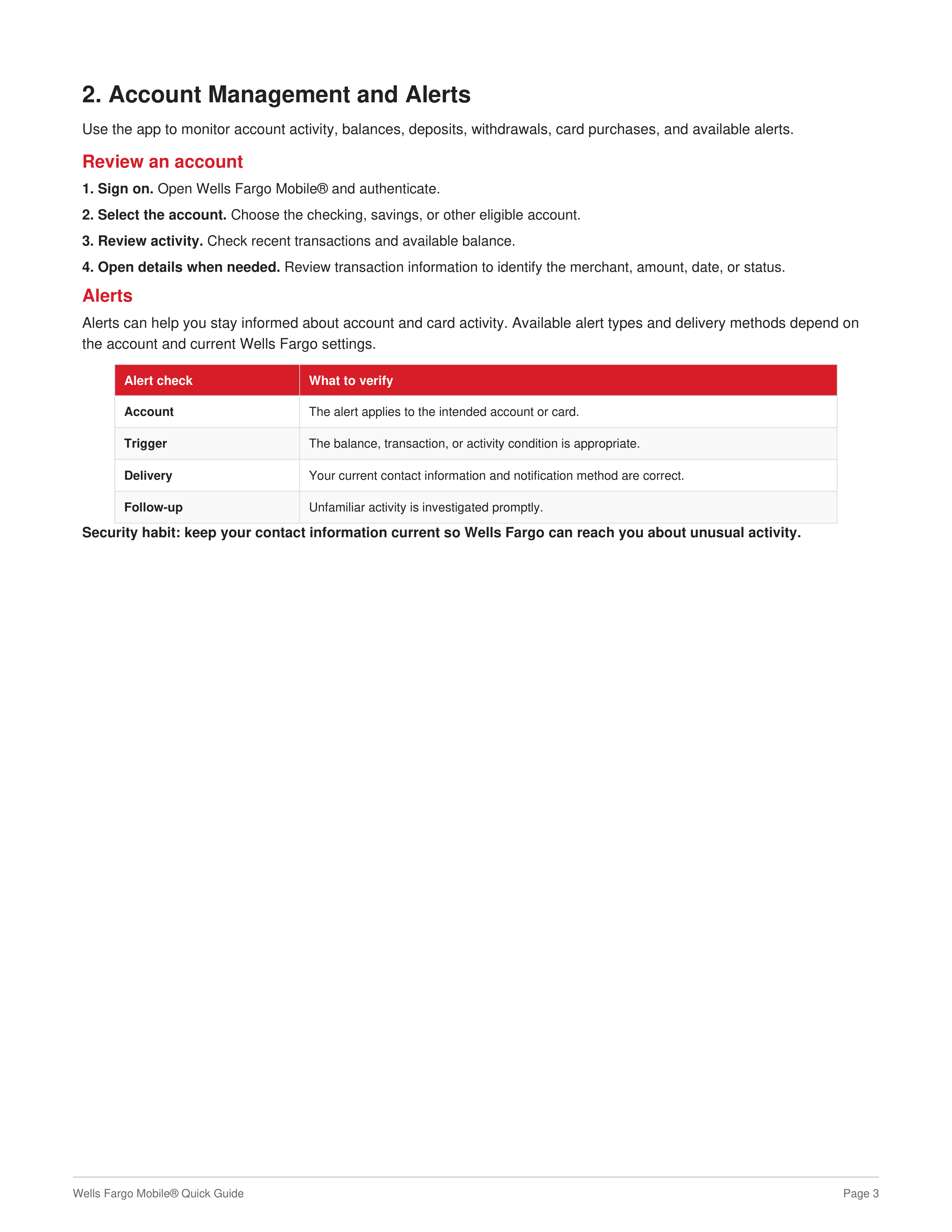 Wells Fargo Mobile Quick Guide — page 3