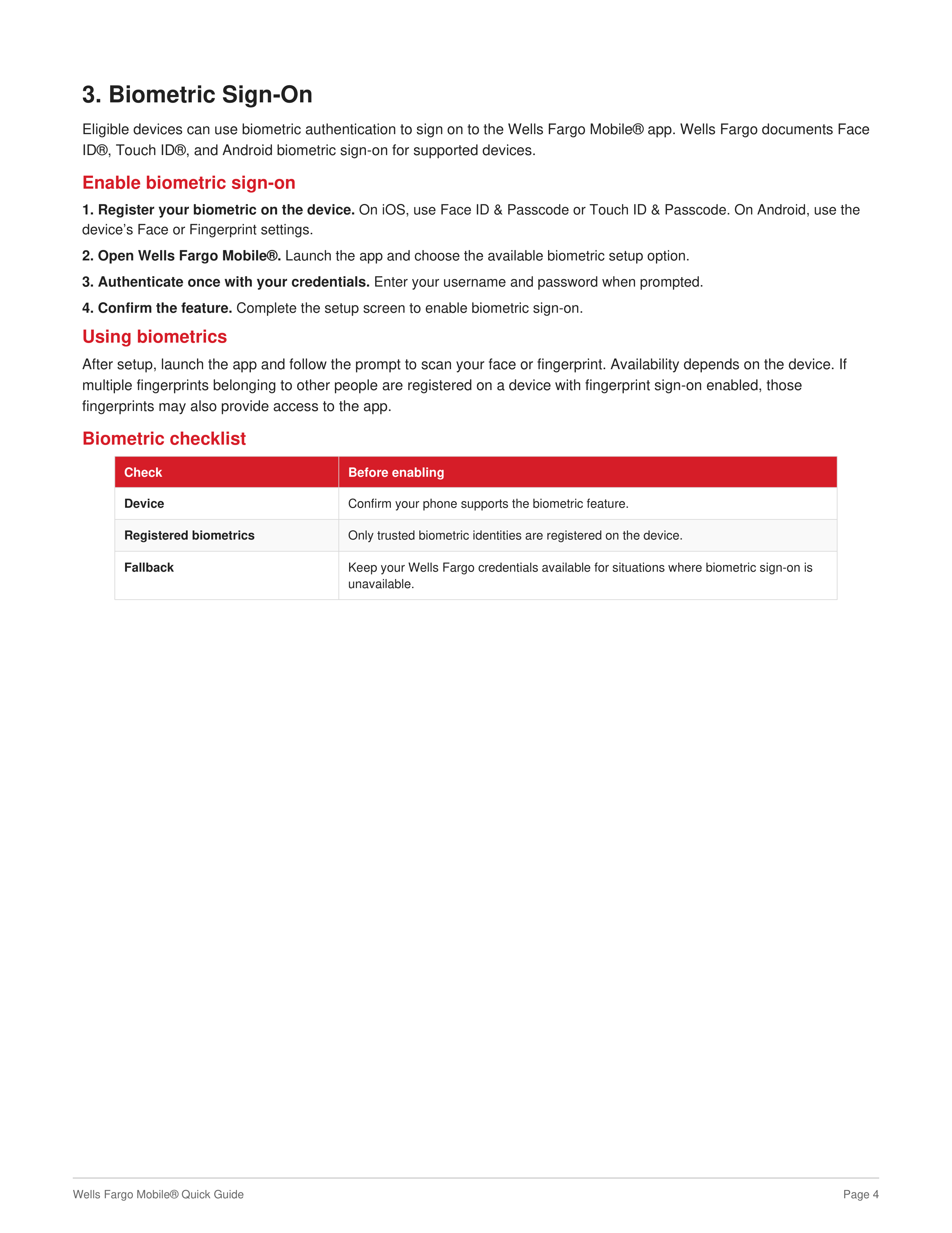 Wells Fargo Mobile Quick Guide — page 4