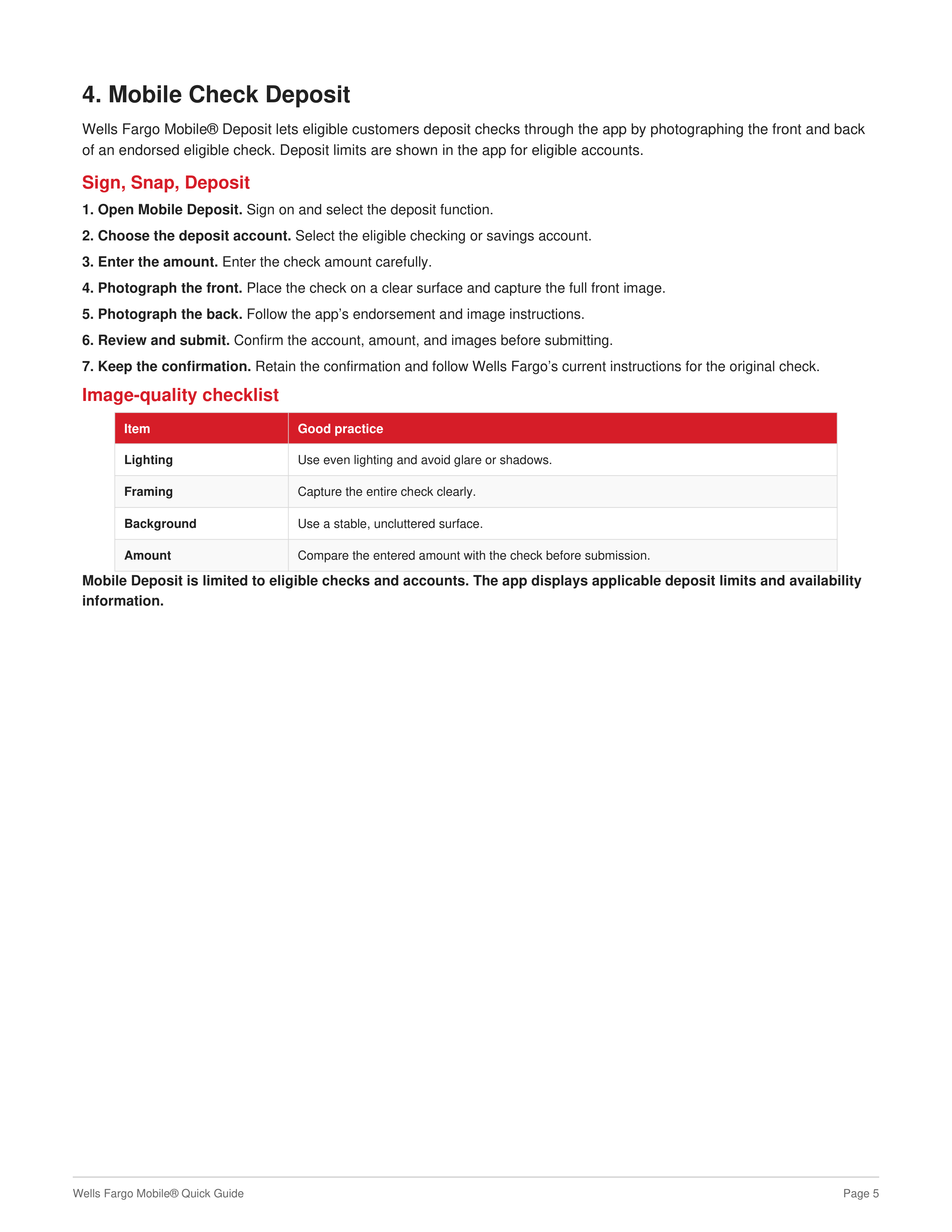 Wells Fargo Mobile Quick Guide — page 5