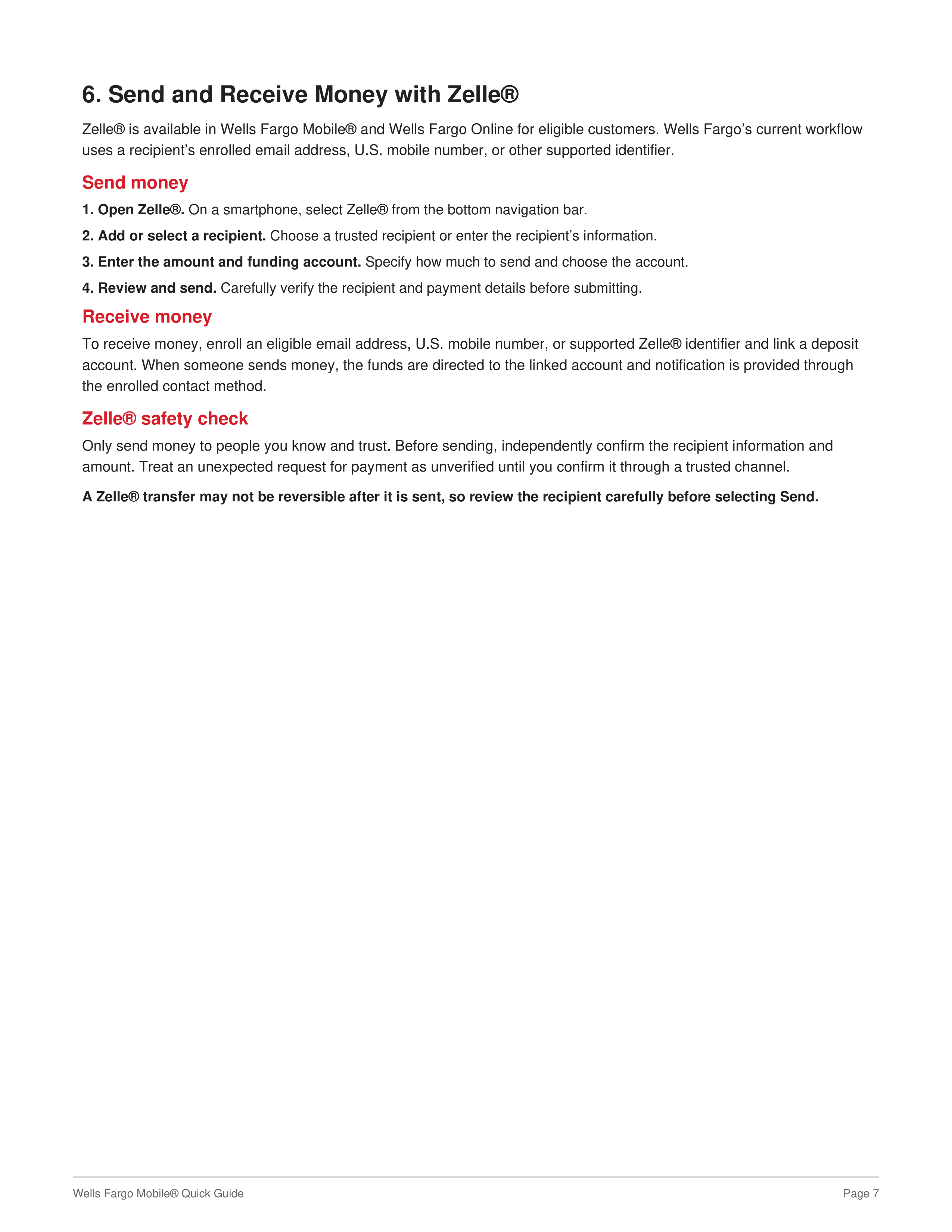 Wells Fargo Mobile Quick Guide — page 7