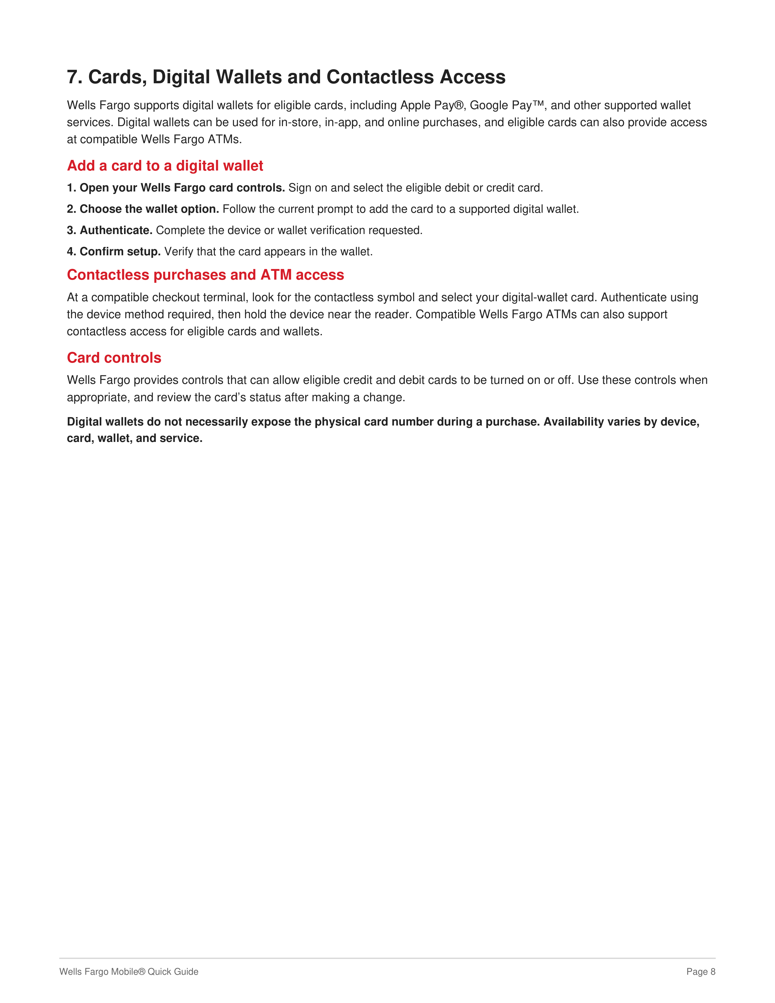 Wells Fargo Mobile Quick Guide — page 8
