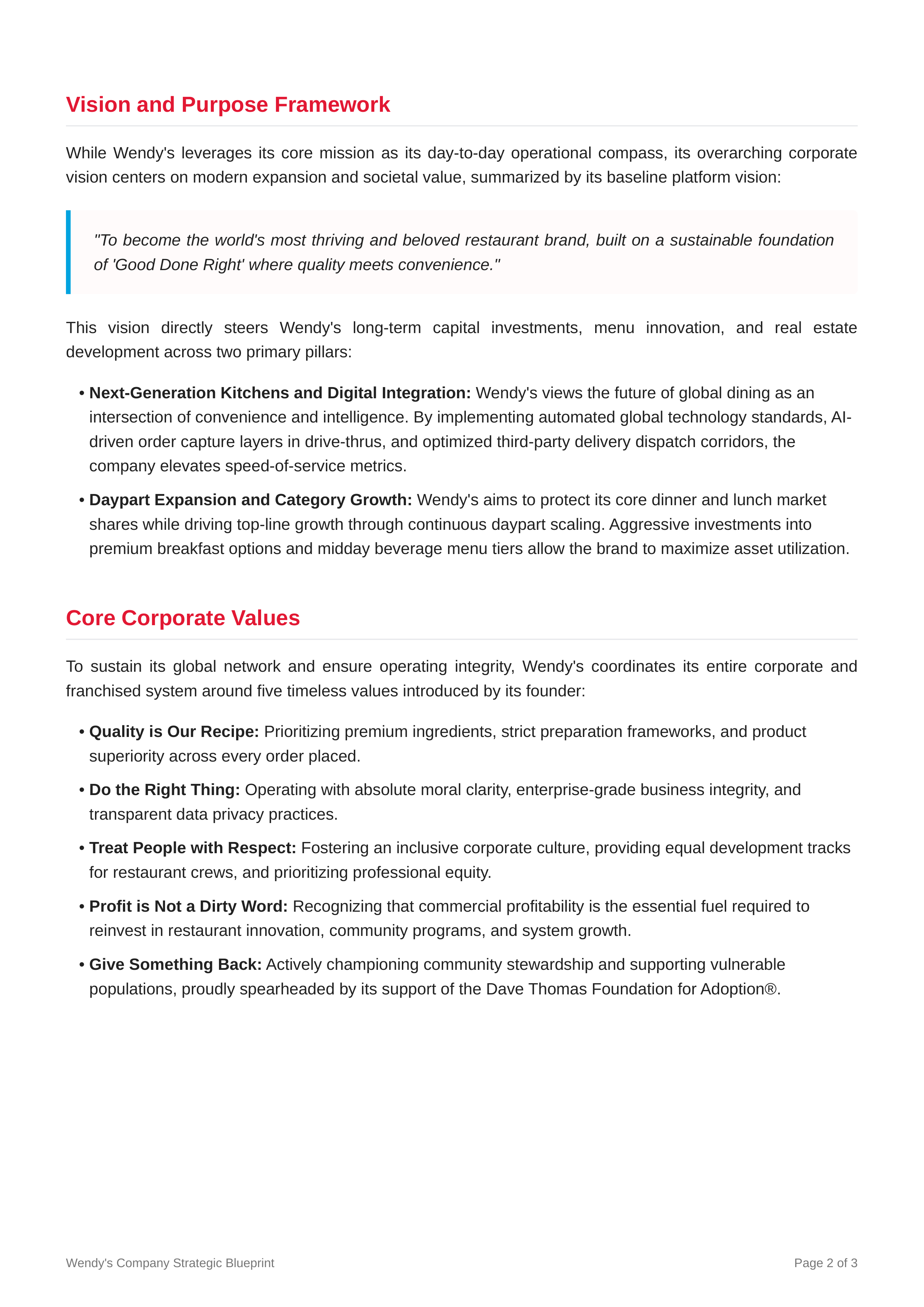 Wendys Mission Statement — page 2