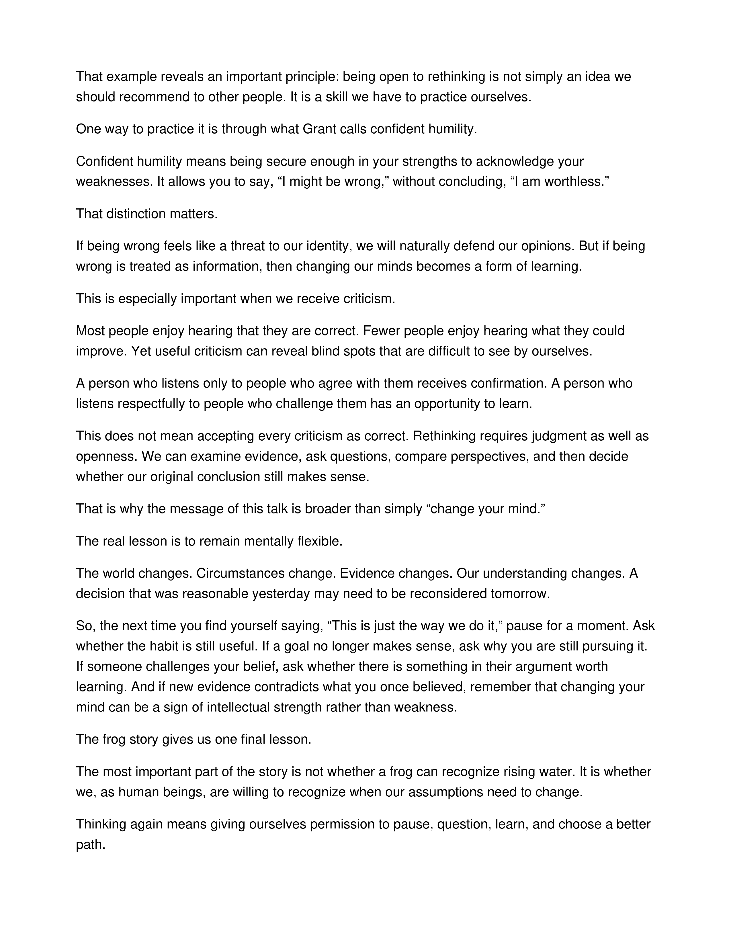 What Frogs in Hot Water Can Teach Us About Thinking Again Informative Speech — page 3