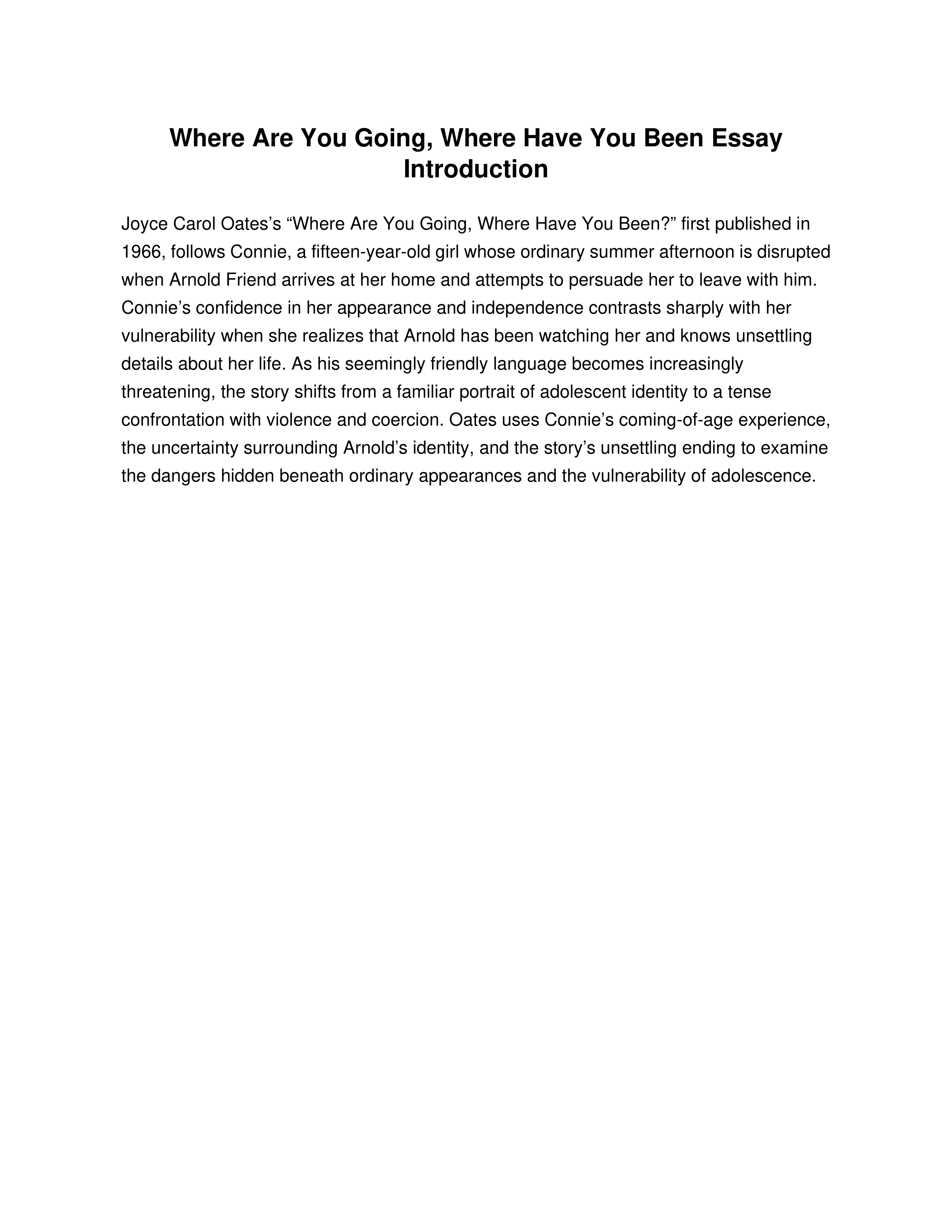 Where Are You Going, Where Have You Been Essay Introduction — page 1